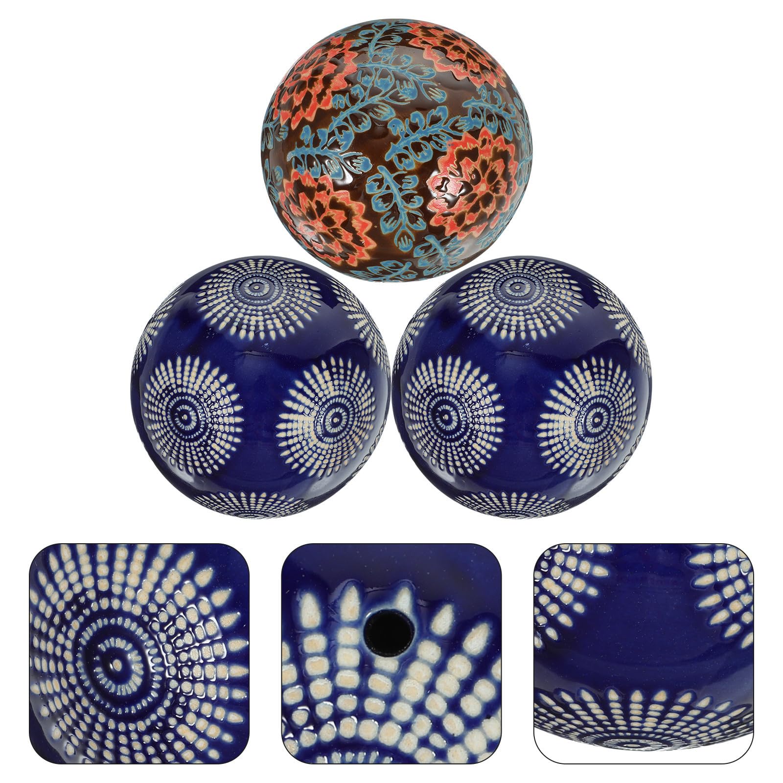 Yardenfun 3 Bolas Decorativas Flotantes de Cerámica para Acuario y Decoración del Hogar, Fáciles de Limpiar, Estilo Retro y Delicado para Interiores y Exteriores Estilo Varios Estilos