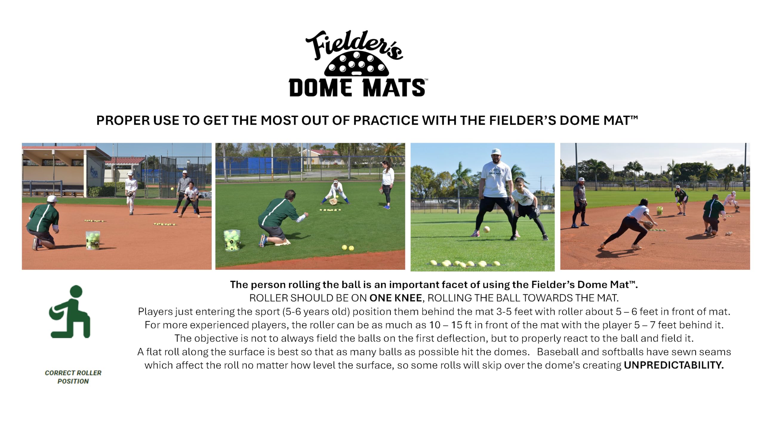 Fielder's Dome Mat - Baseball and Softball Training Equipment for Improved Fielding, Catching, Agility, Hand-Eye Coordination, Focus and Reaction Sports Speed Skills Development. 33.5" x 14" x 1.75"