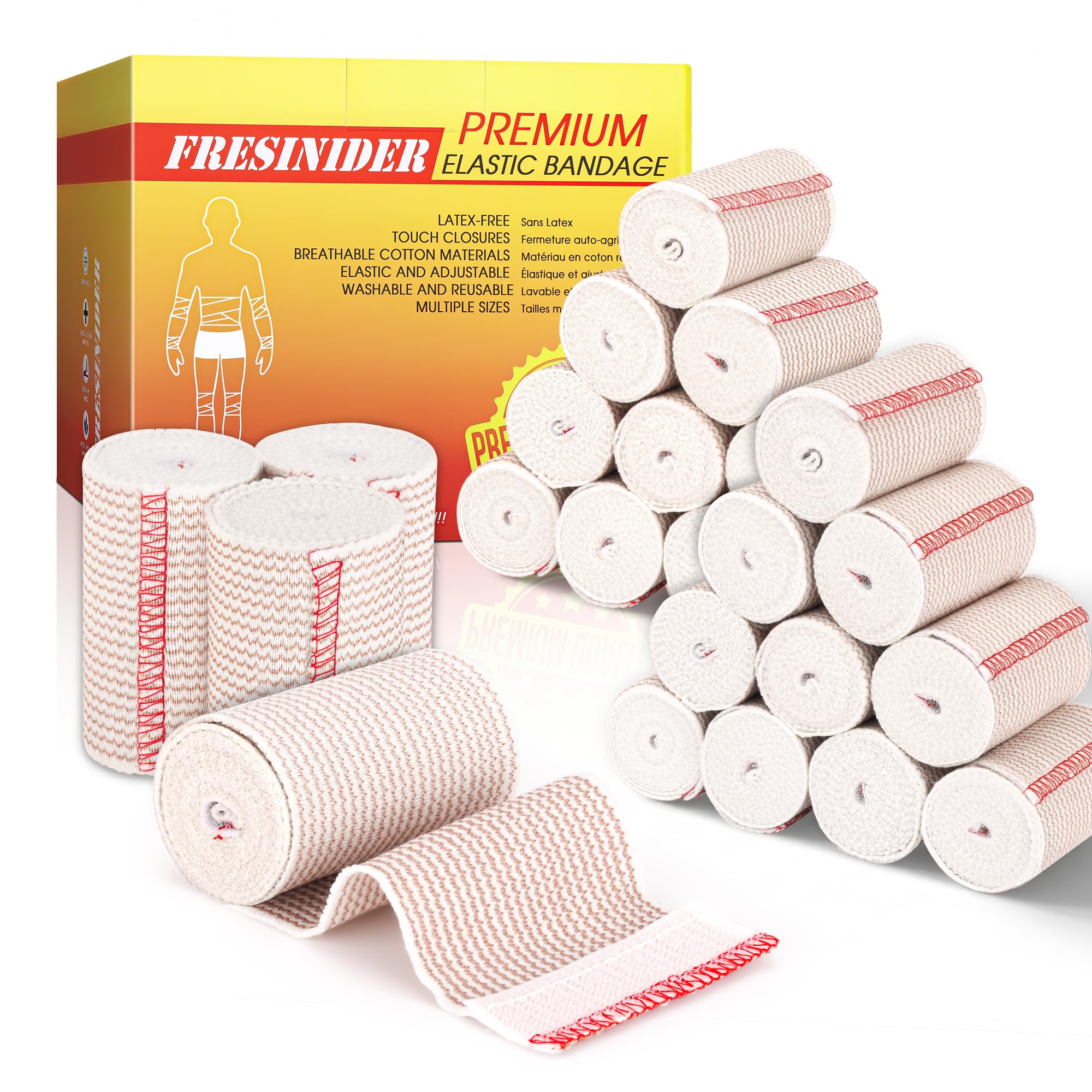 FRESINIDER Premium Elastic Bandage Wrap 6 Inch, 4 Pack, Hook and Loop — Amazon image 8