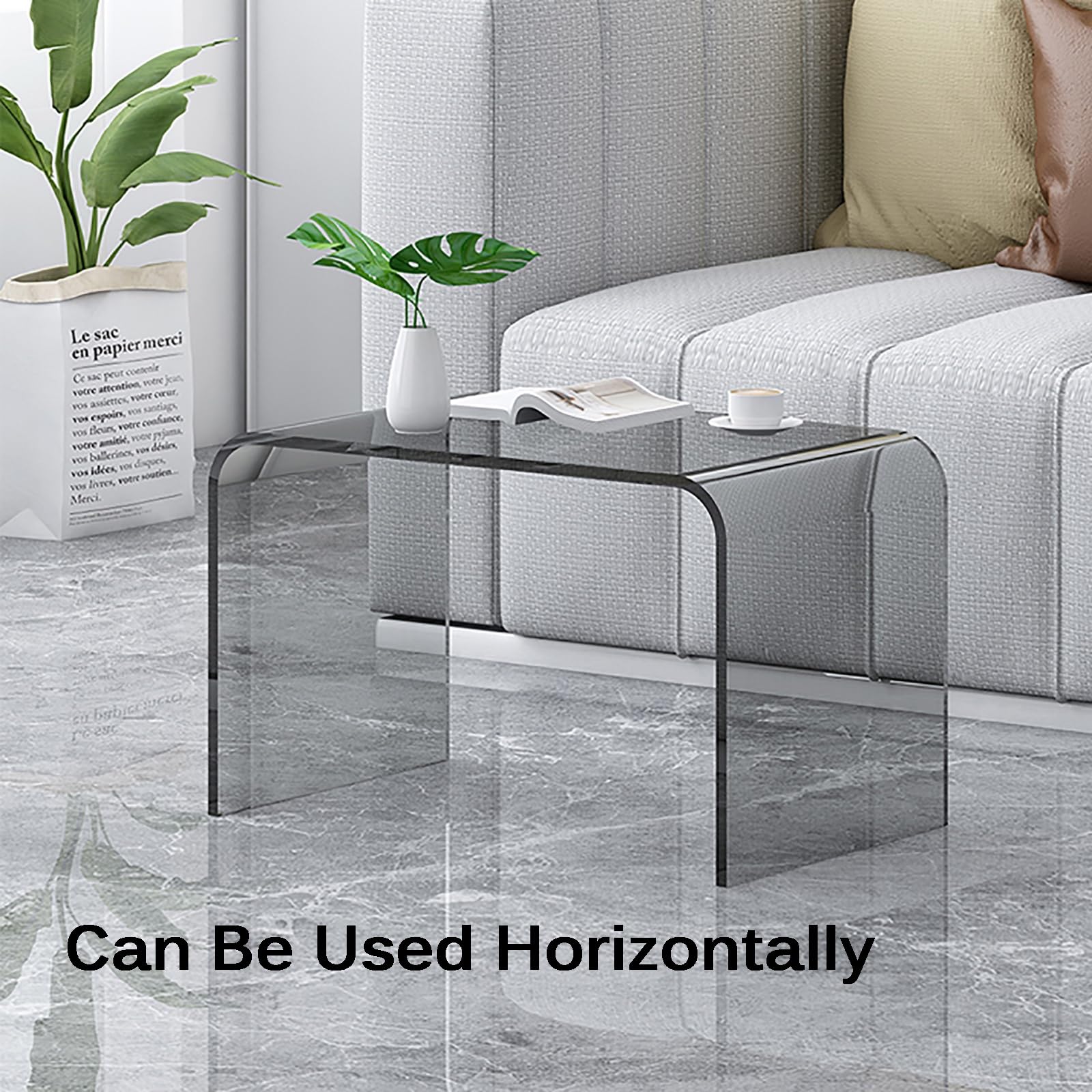 Bijzettafel Van Acryl, U-Vormig Klein Bijzettafeltje Transparant Nachtkastje Badkamerkruk Salontafel for Slaapkamer En Woonkamer (Color : Clear, Size : 30 * 30 * 55cm/12 * 12 * 22in