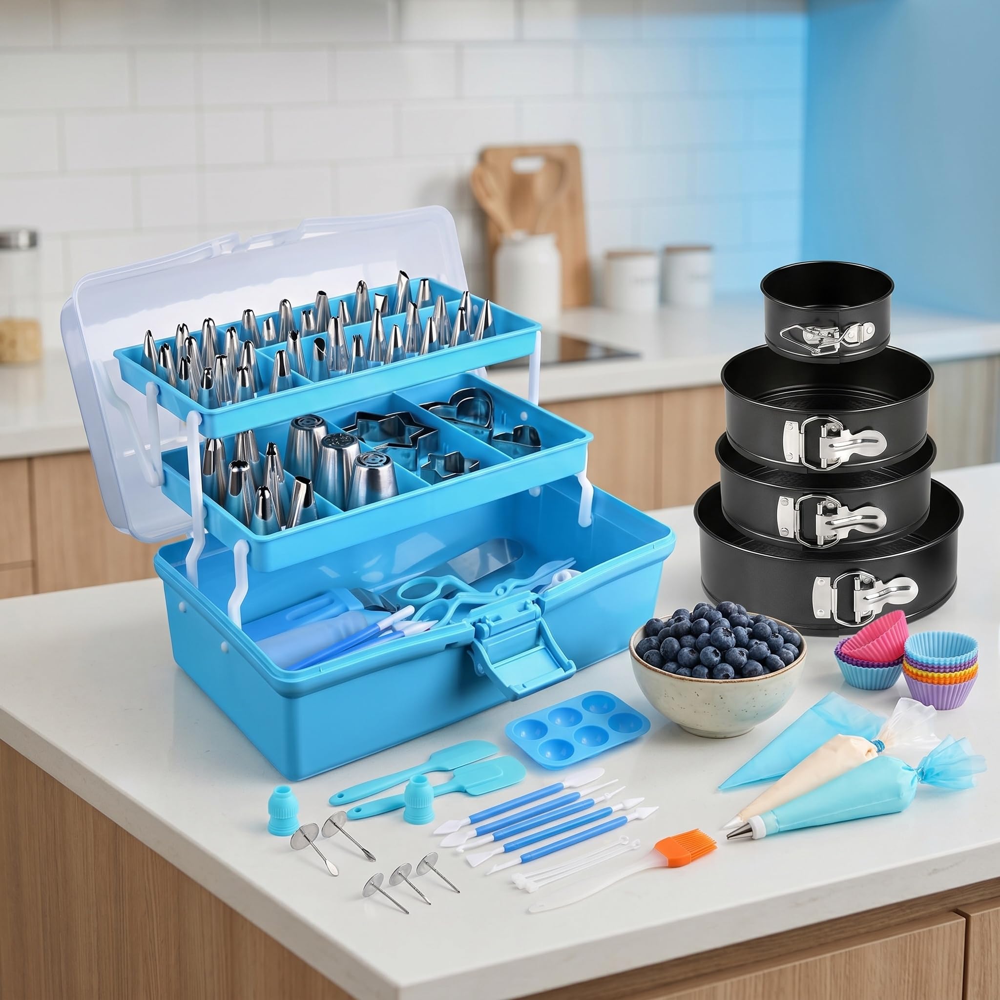 Kit di 236 Pezzi per Decorare Torte: Beccucci per Glassa E sac à Poche, Strumenti per Decorare Cupcake E Biscotti con Custodia, per Principianti E Professionisti.