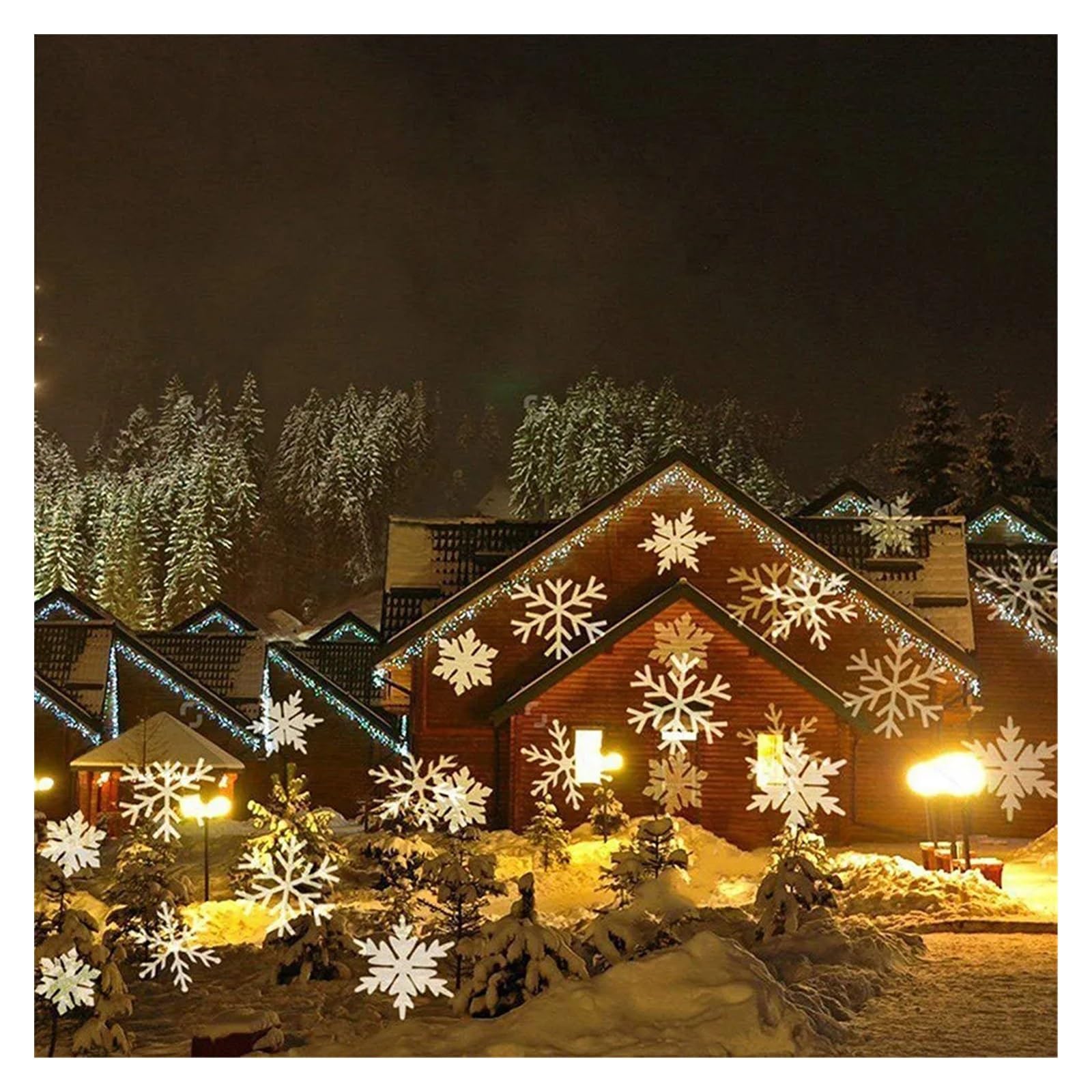 Proyector de Halloween, Luz Solar de discoteca con copos de nieve de Navidad, lámpara de proyector con efecto de Nevada móvil IP65 for decoración de boda, fiesta de año nuevo(Bianco)