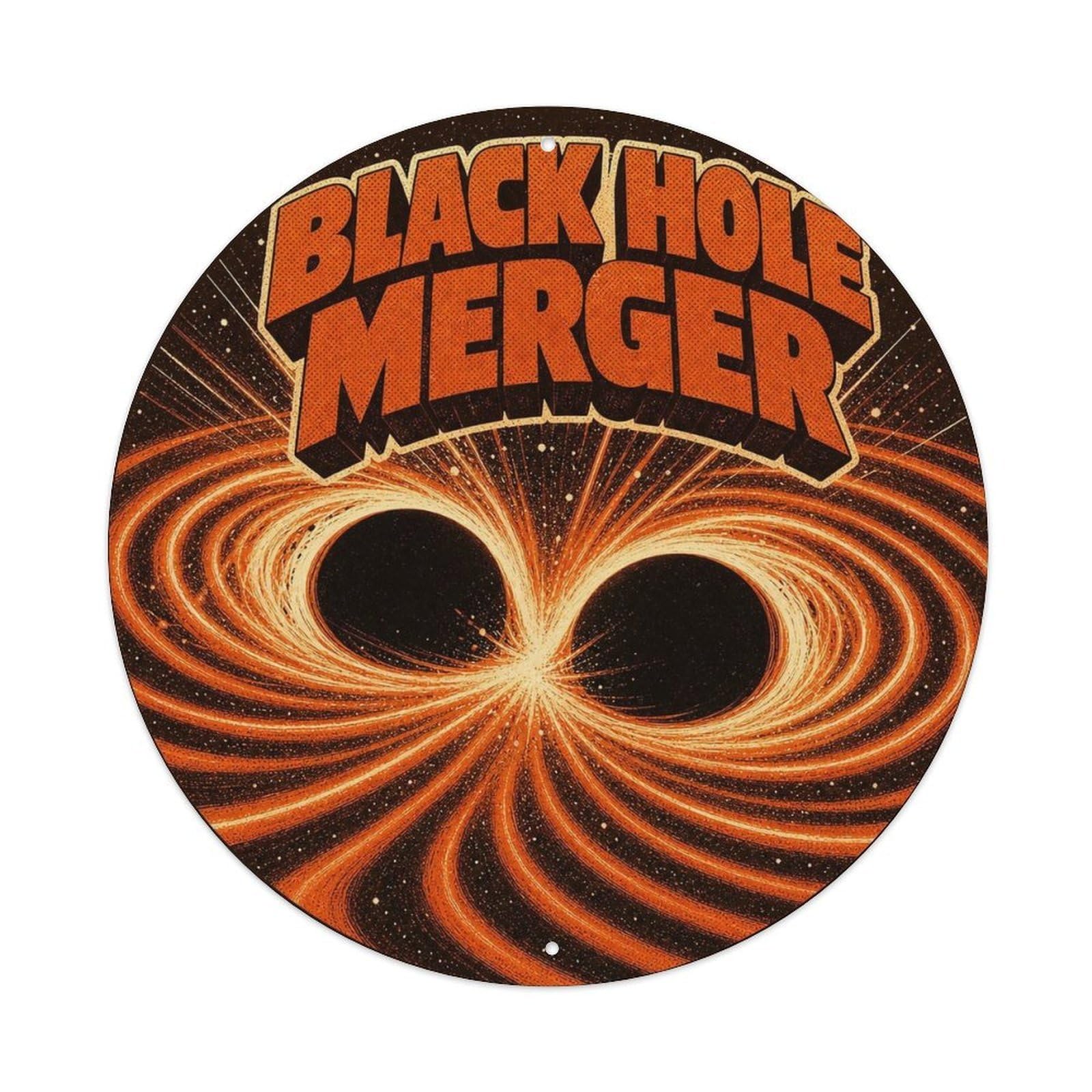 Deep Space Black Hole Merger Relativity Cosmos Metal Tin Sign