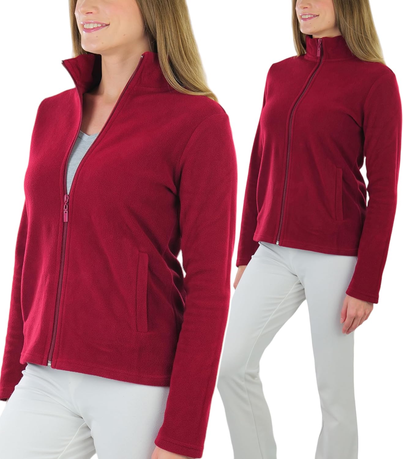 ToBeInStyle Women's Zip Up High Collar Polar Fleece Jacket - Image 3