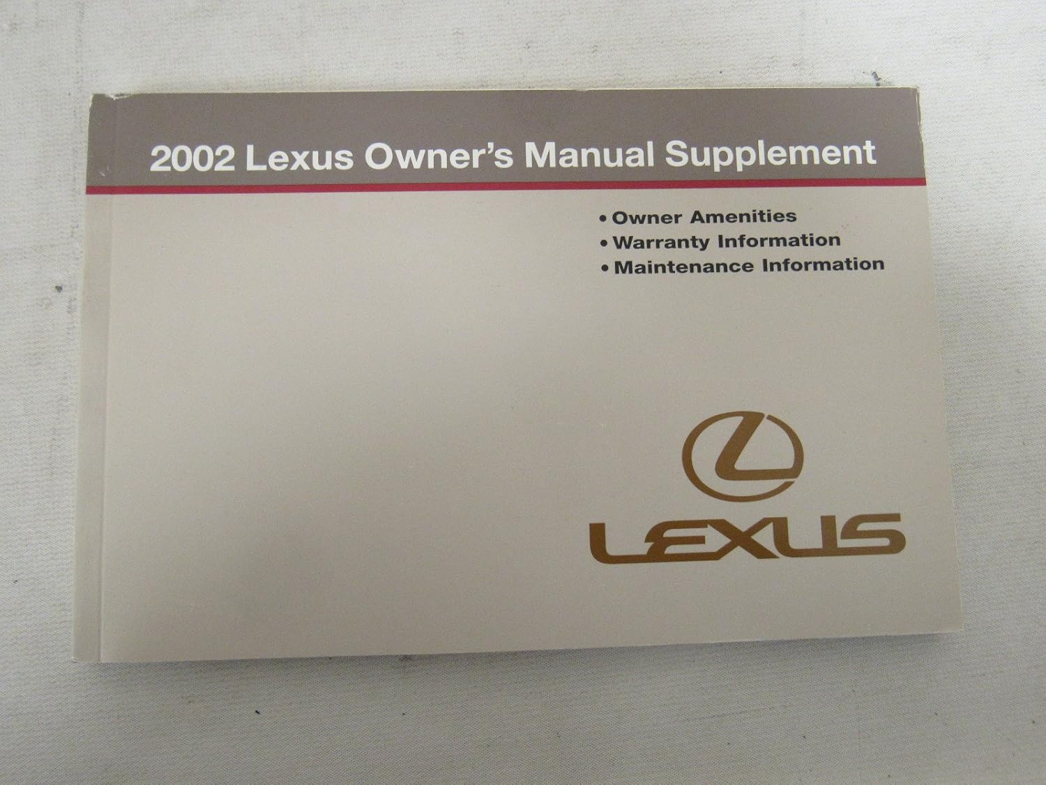 Front cover of the 2002 Lexus Owner's Manual Supplement