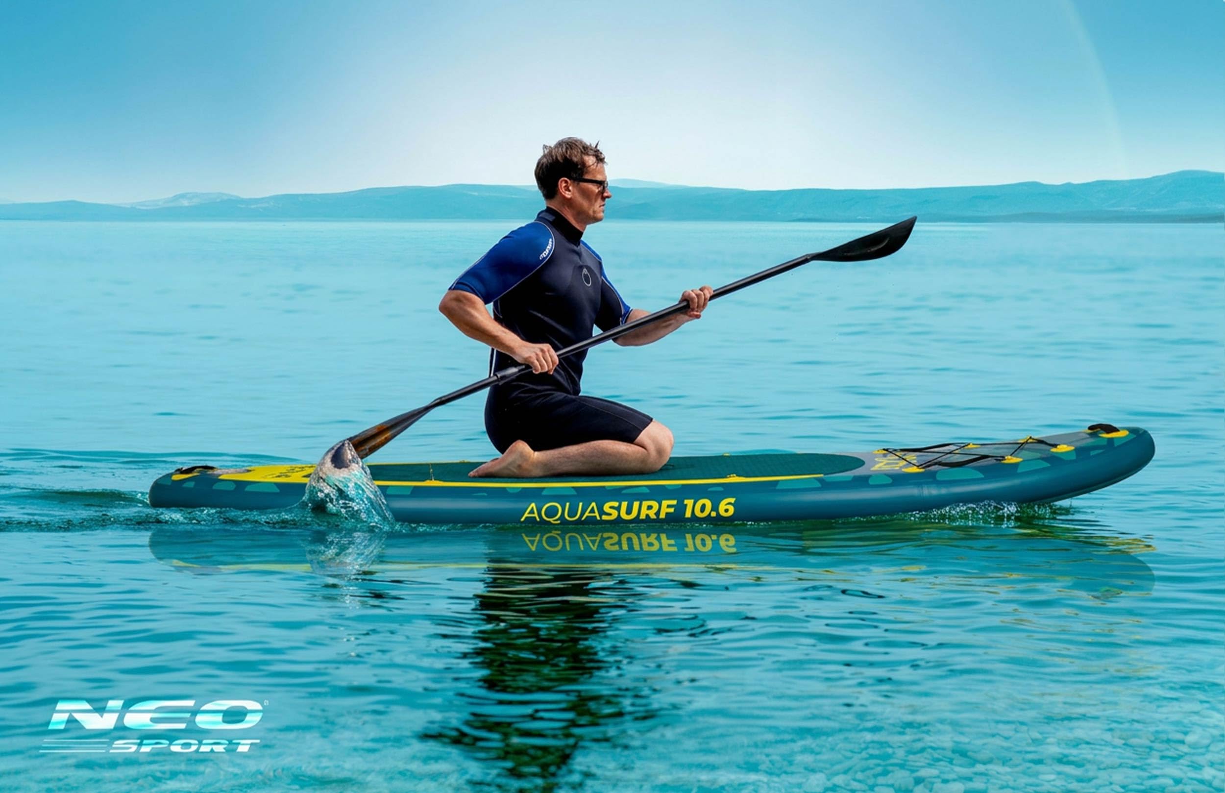 Neo-Sport Stand Up Paddle Board - SUP Aufblasbar Set - 320 cm - Mit Zubehör Handpumpe Paddel Leash Rucksack - Aquasurf 10.6 - Braun