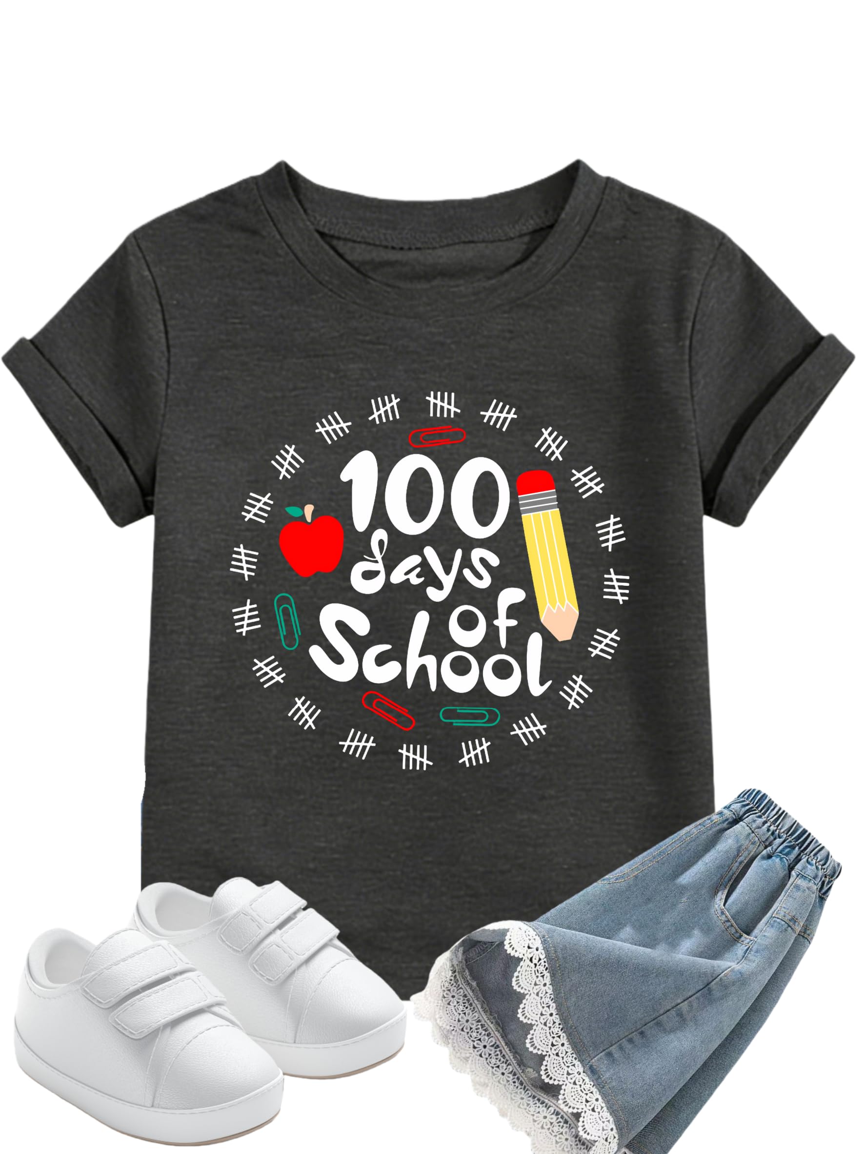 100 Days of School Shirt Kids Toddler 100th Day of School Shirt Boys Girls Celebration Student Happy Gifts Tops