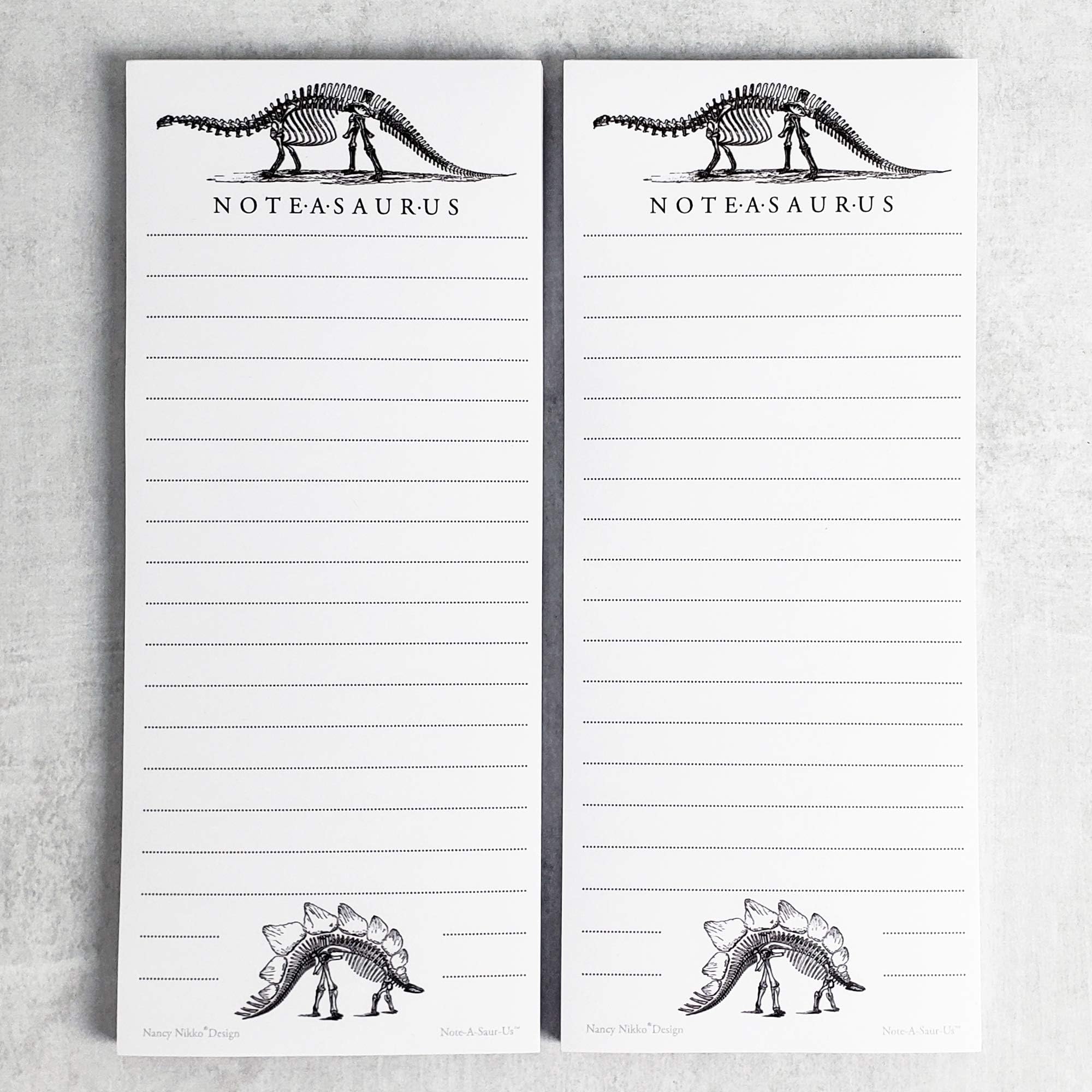 Nancy Nikko Dinosaur (Bones) Refrigerator Notepads, NOTE-A-SAURUS - Set of 2 Pads - Notes, To Do List, Grocery List