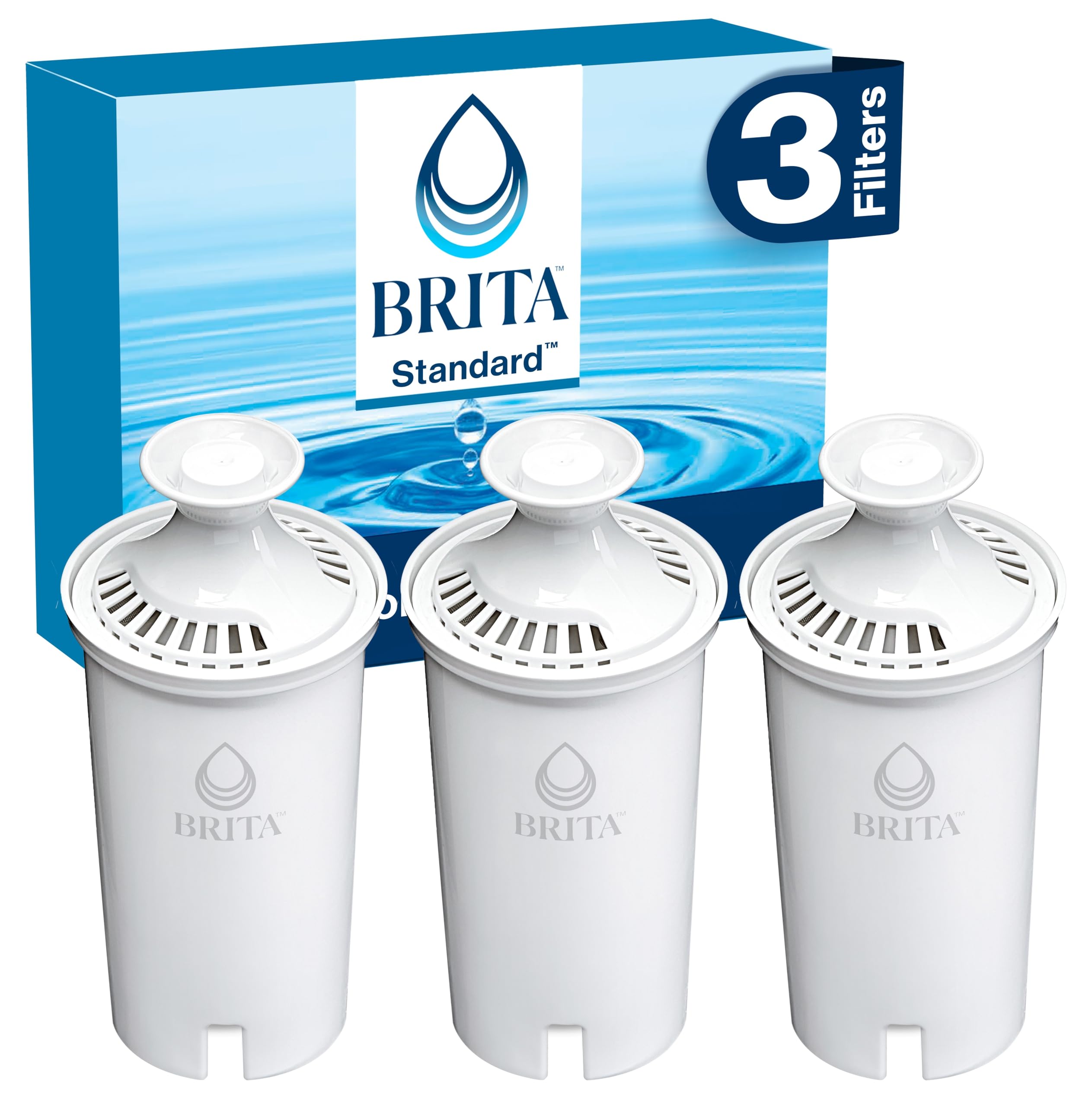Brita Standard Replacement Filters for Pitchers and Dispensers, 3 Count, White