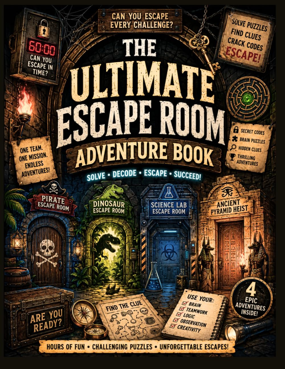 Ultimate Escape room Adventure book: Solve Puzzles, Crack Secret Codes, Build Critical Thinking Skills, Improve Reading Comprehension, and Escape Thrilling Adventures!