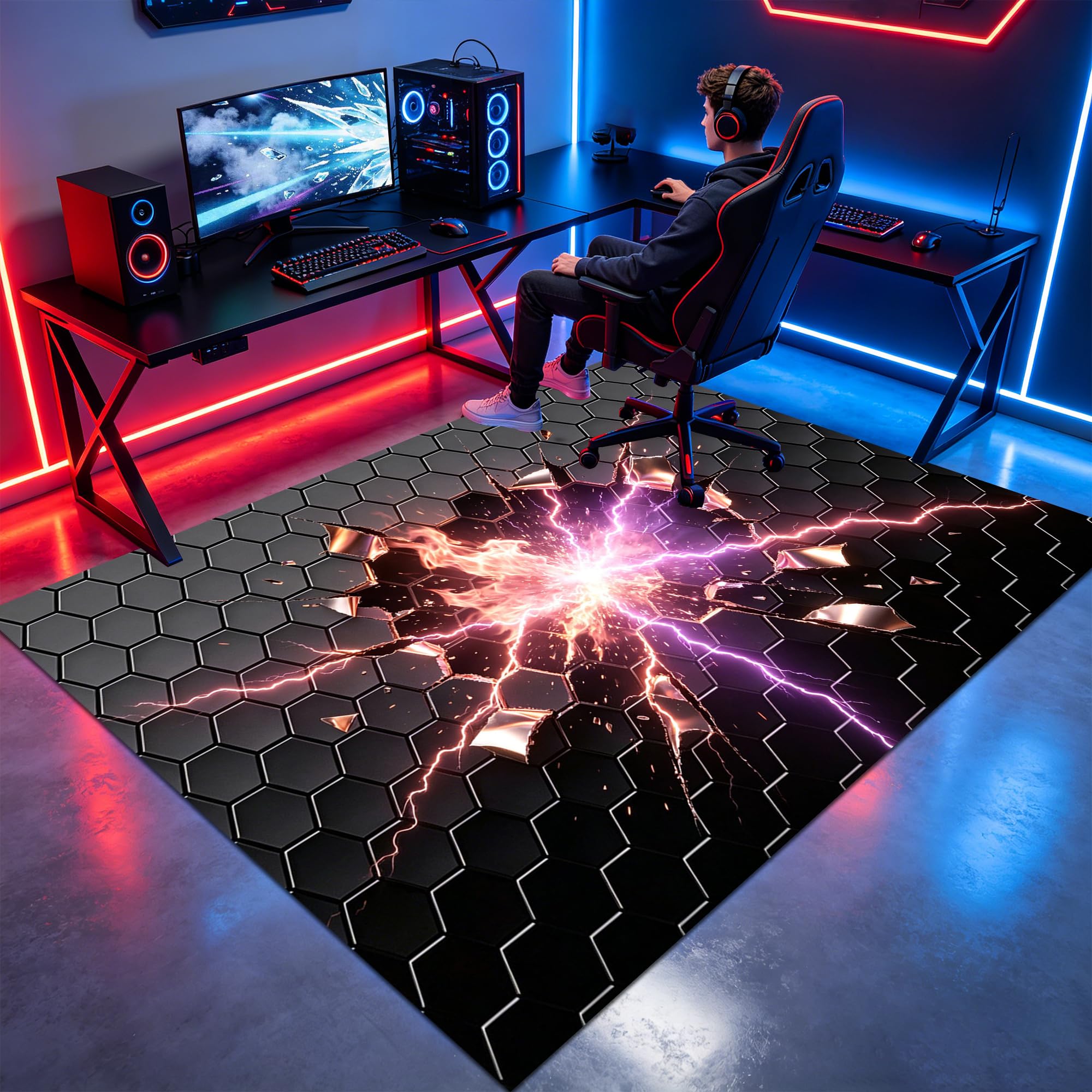 Tapis Chambre Garcon, Tapis Gamer Sol Chambre, Tapis Salon Chambre Antidérapant Lavable en Machine Grand Carpet Salle a Manger 160 x 230 cm