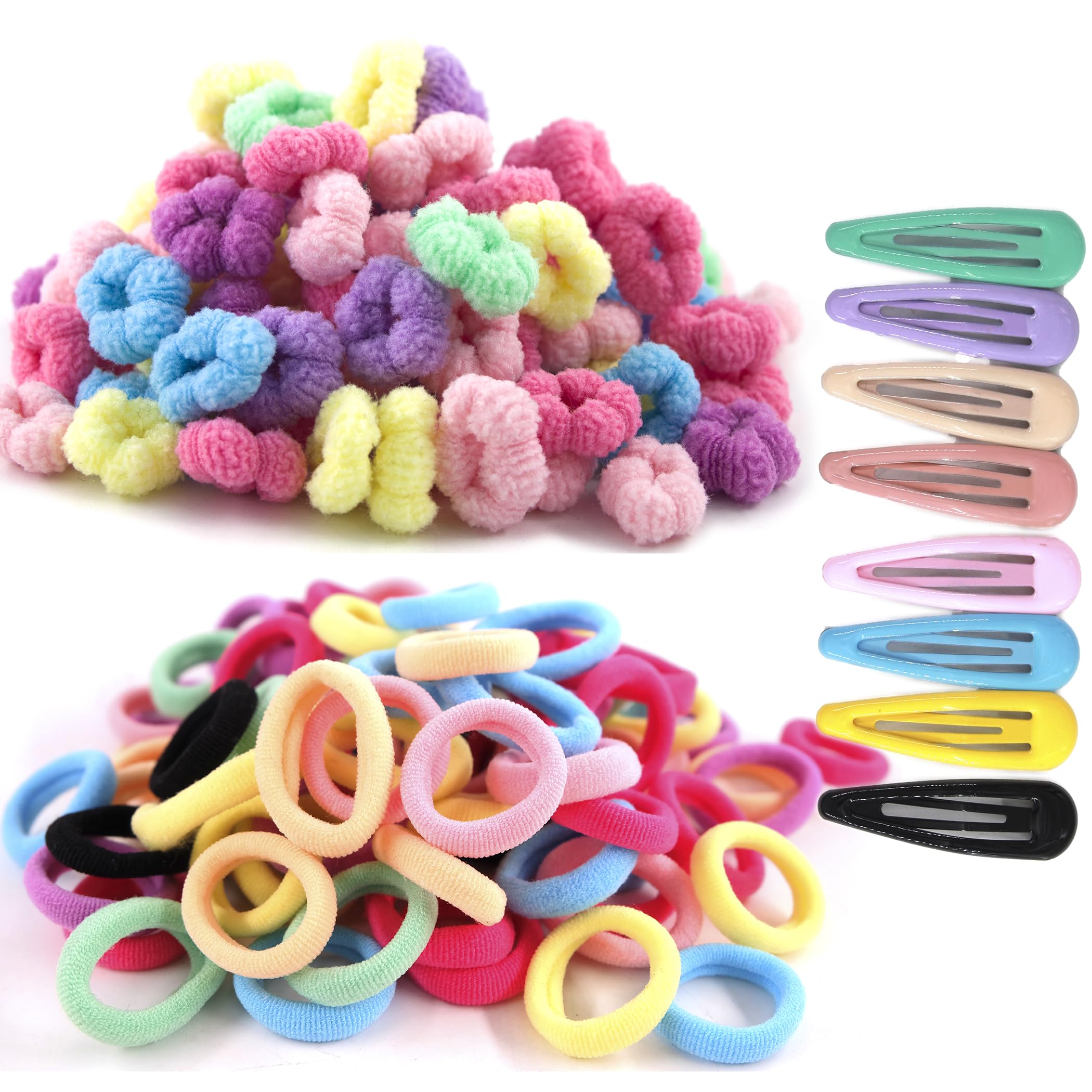200pcs Toddler Hair Ties with Clips,Little Girl Hair Accessories