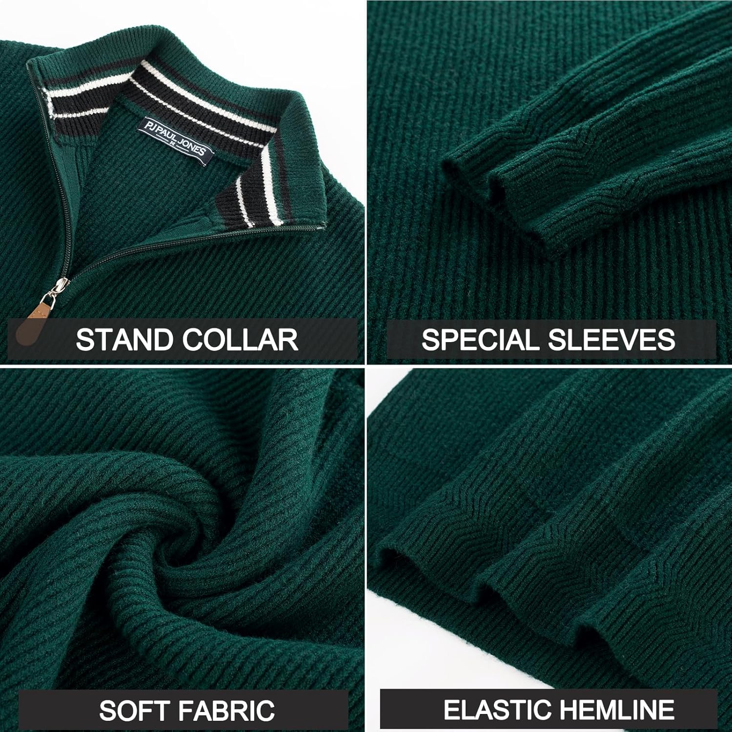PJ PAUL JONES Men Quarter Zip Pullover Sweaters Lightweight Knit Dress Sweater for Glof Work Casual - Image 6