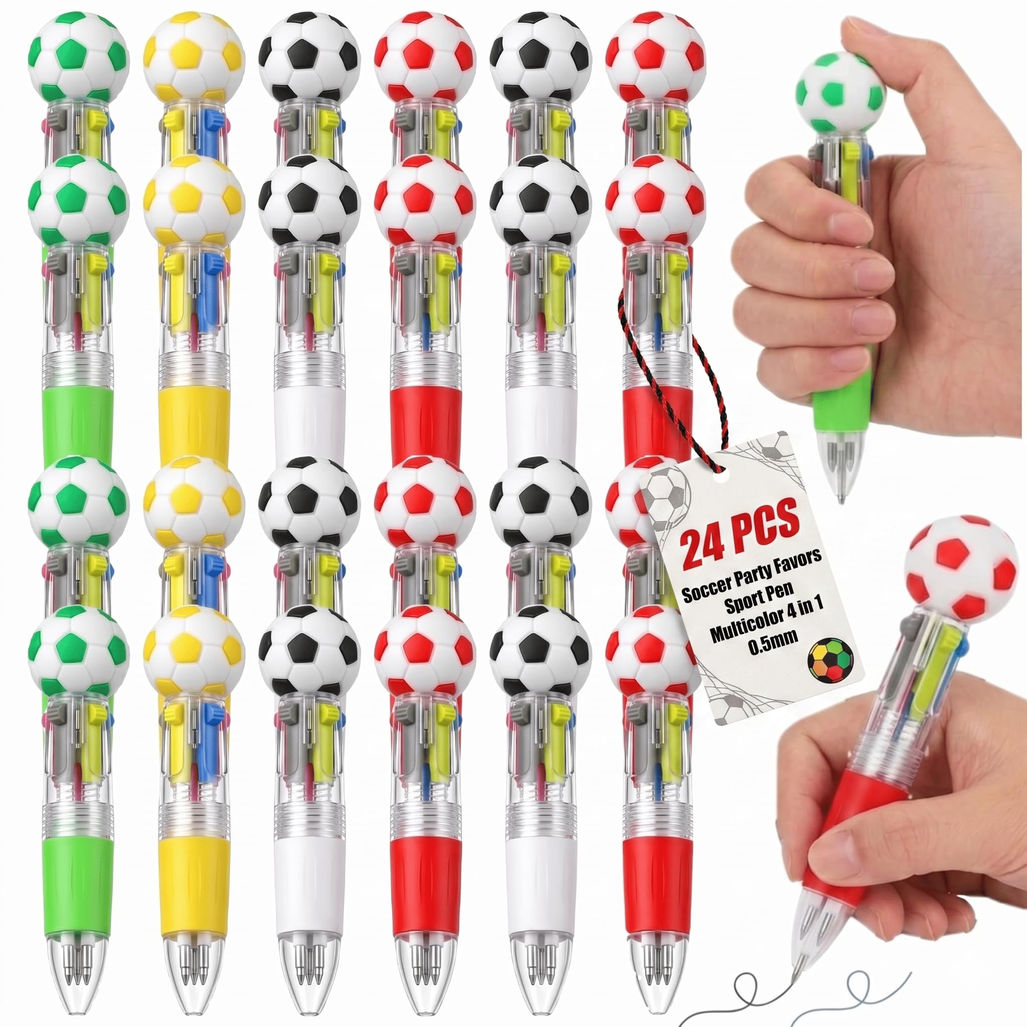 JOINPAYA 24 Pcs Football Party Favor Sport Pen, 4-in-1 Multicolor 0. 5mm Ballpoint Pens for Football Themed Party Goodie Bag Stuffers Kids Birthday Gifts Teacher Supplies, Bulk