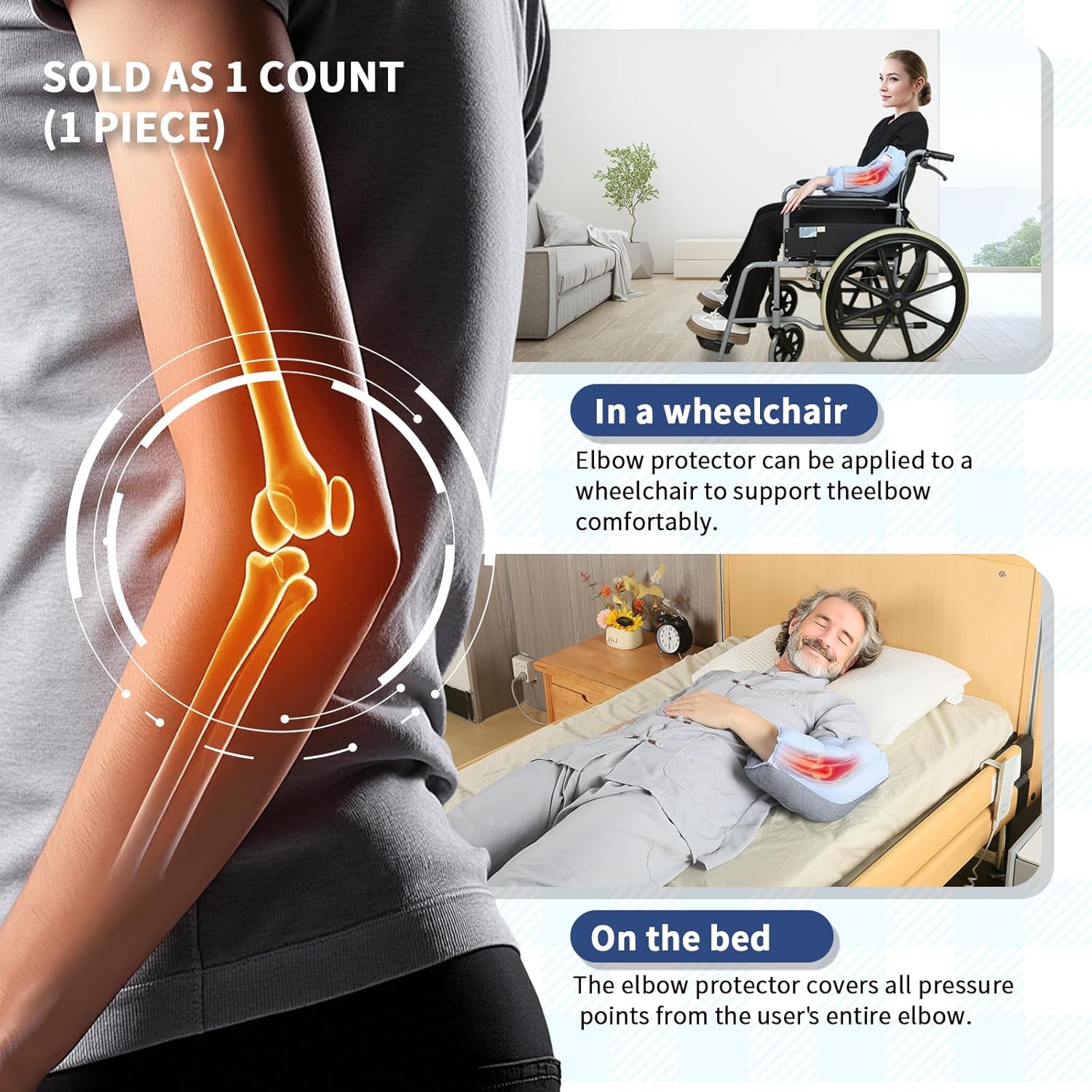 EZ Assistive Elbow Pads Elbow Protectors for Elderly and Bedridden Patient, Elbow Protector with Soft Fibre, Samll Size 1 Count