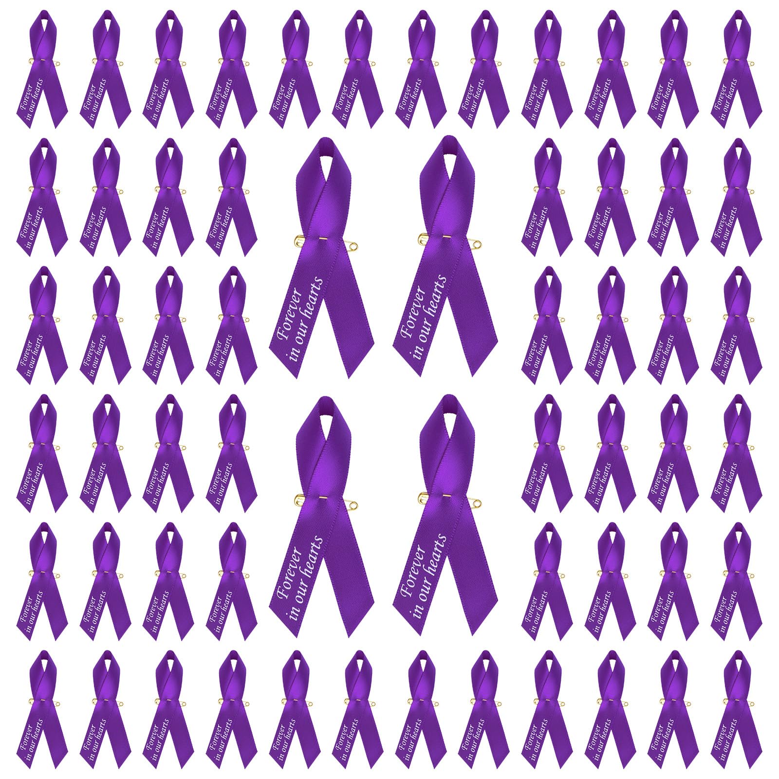 Craffancy Purple Wandic 200Pcs Ribbon Pins Alzheimer's Disease Awareness Badges Domestic Violence Brooch Memorial Ribbon Pins Forever In Our Hearts Badges For Funeral Mourning Event Bereavement Remembrance