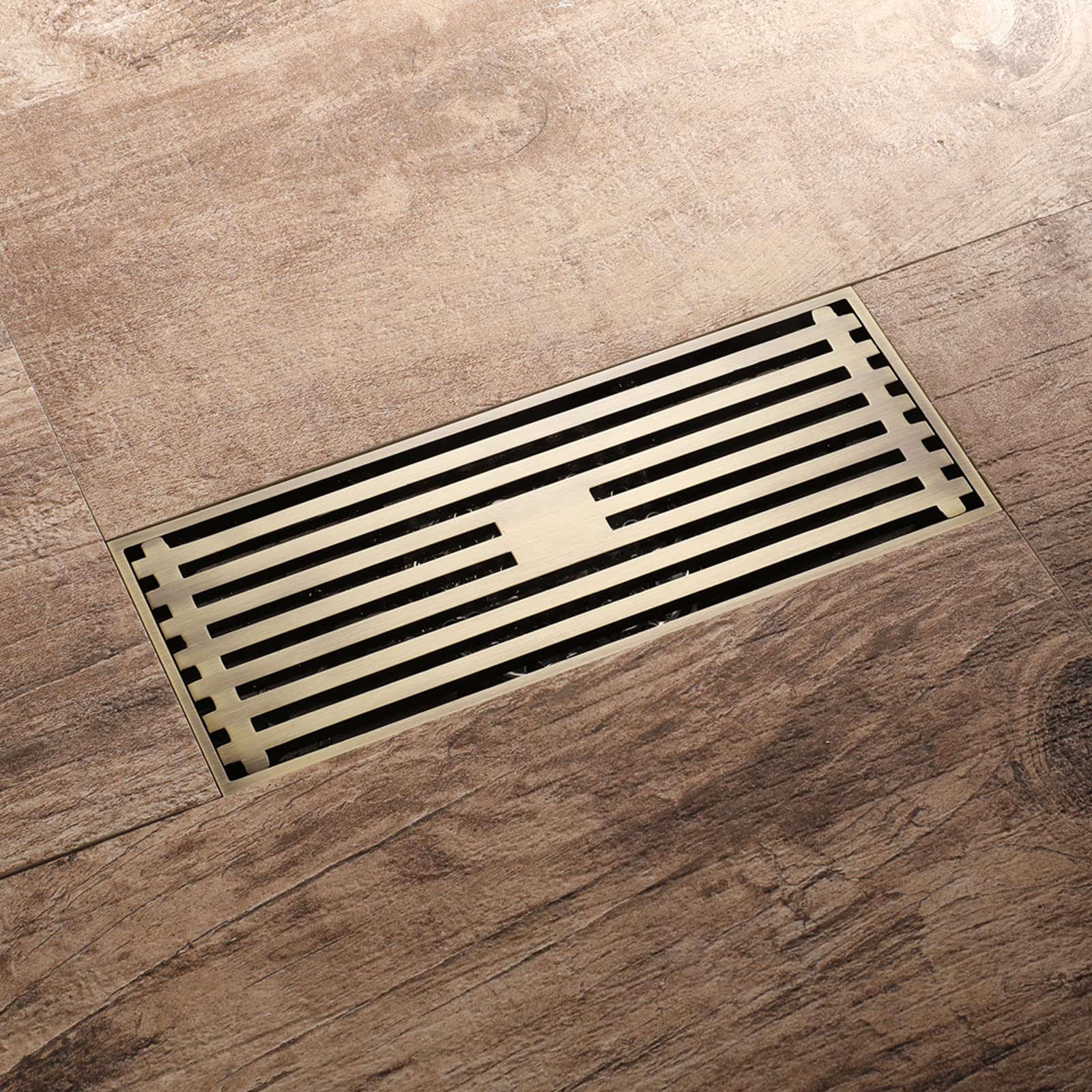 Billg Rectangular Sumidero Ducha,latón Desagüe Ducha Obra, Elongated Desague Ducha, Canaleta Desague con Rejilla, para Bodegas, Cocinas, Baños, Aseos (200x80mm)
