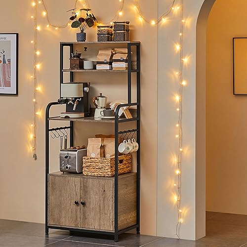 Miniatura 7 de Yaheetech Estante para hornear de cocina de 4 niveles con gabinete de almacenamiento y gabinete, soporte para horno de microondas, gabinete de