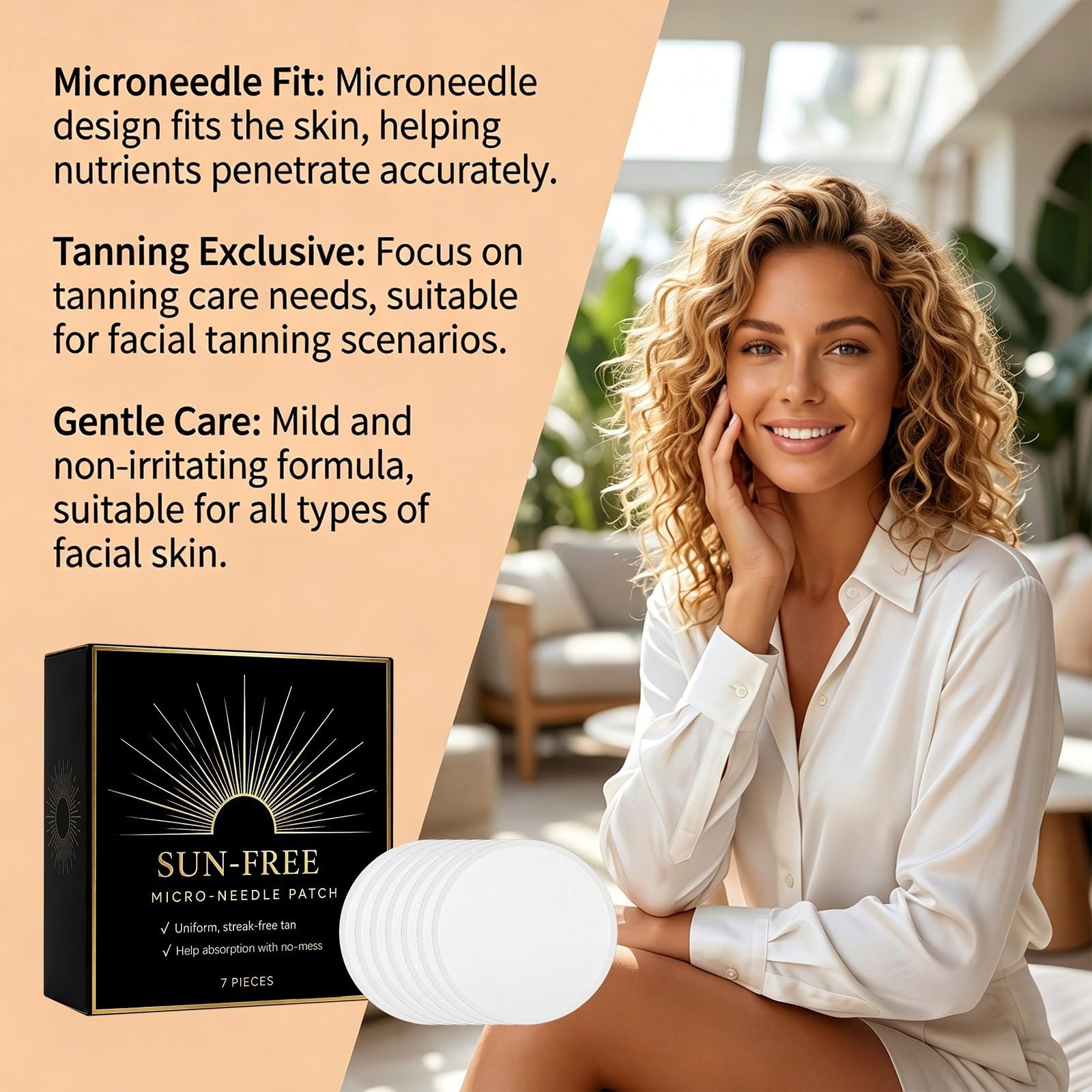 SUN-FREEMICRO-NEEDLE PATCH, Autoabbronzante per Unisex, Natural Bronze Finish, Even Complexion, Anti-Orange Hue, Hydrating Formula Suits All Epidermis