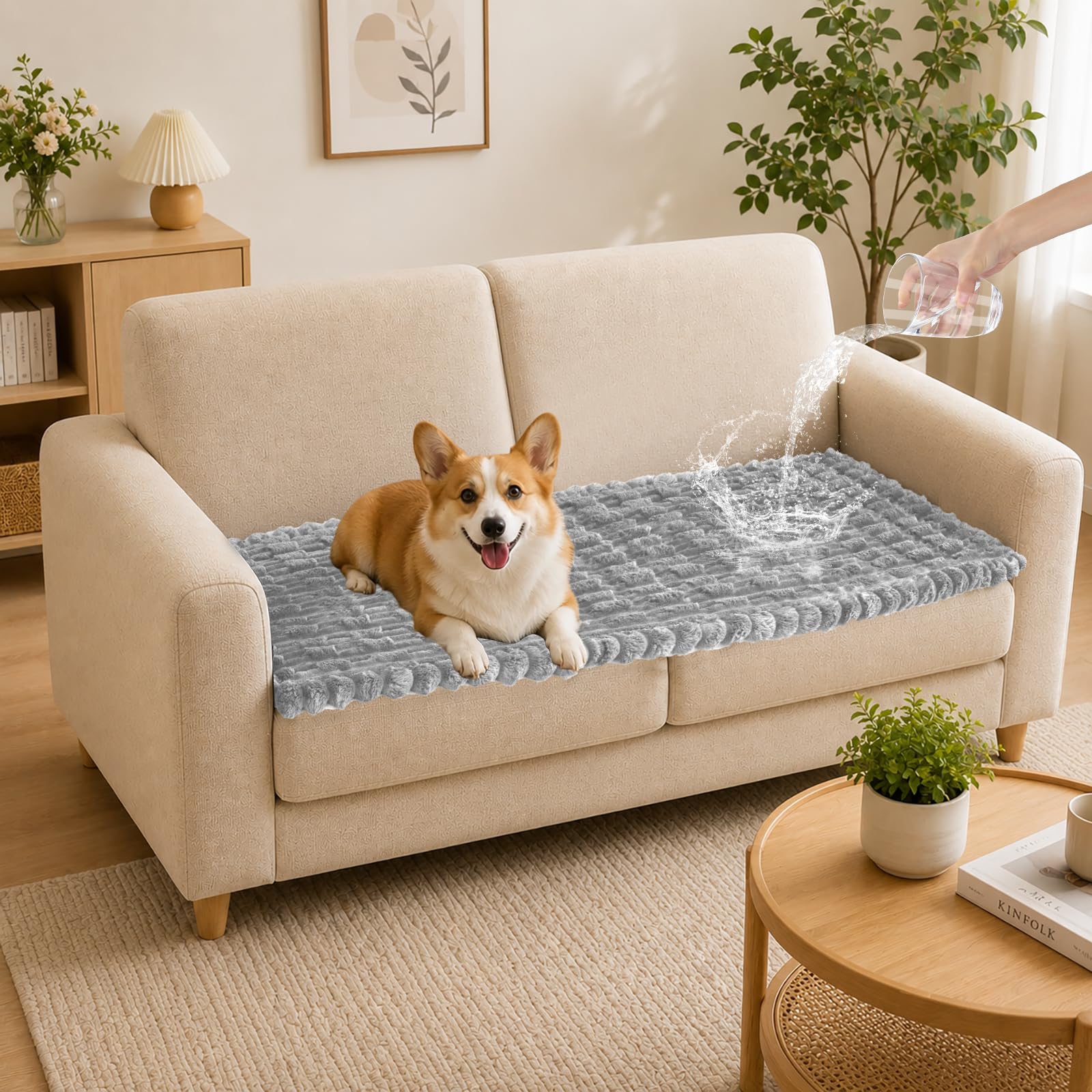 Zlune Waterproof Machine Washable Sofa Cover, Light Grey, 1 Pack — image 1