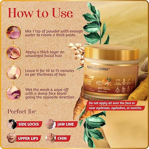 Miniatura 6 de Chickpea & Kasturi - Removedor de vello facial de cúrcuma para hombres y mujeres, polvo de depilación facial para barbilla, línea de mandíbula y