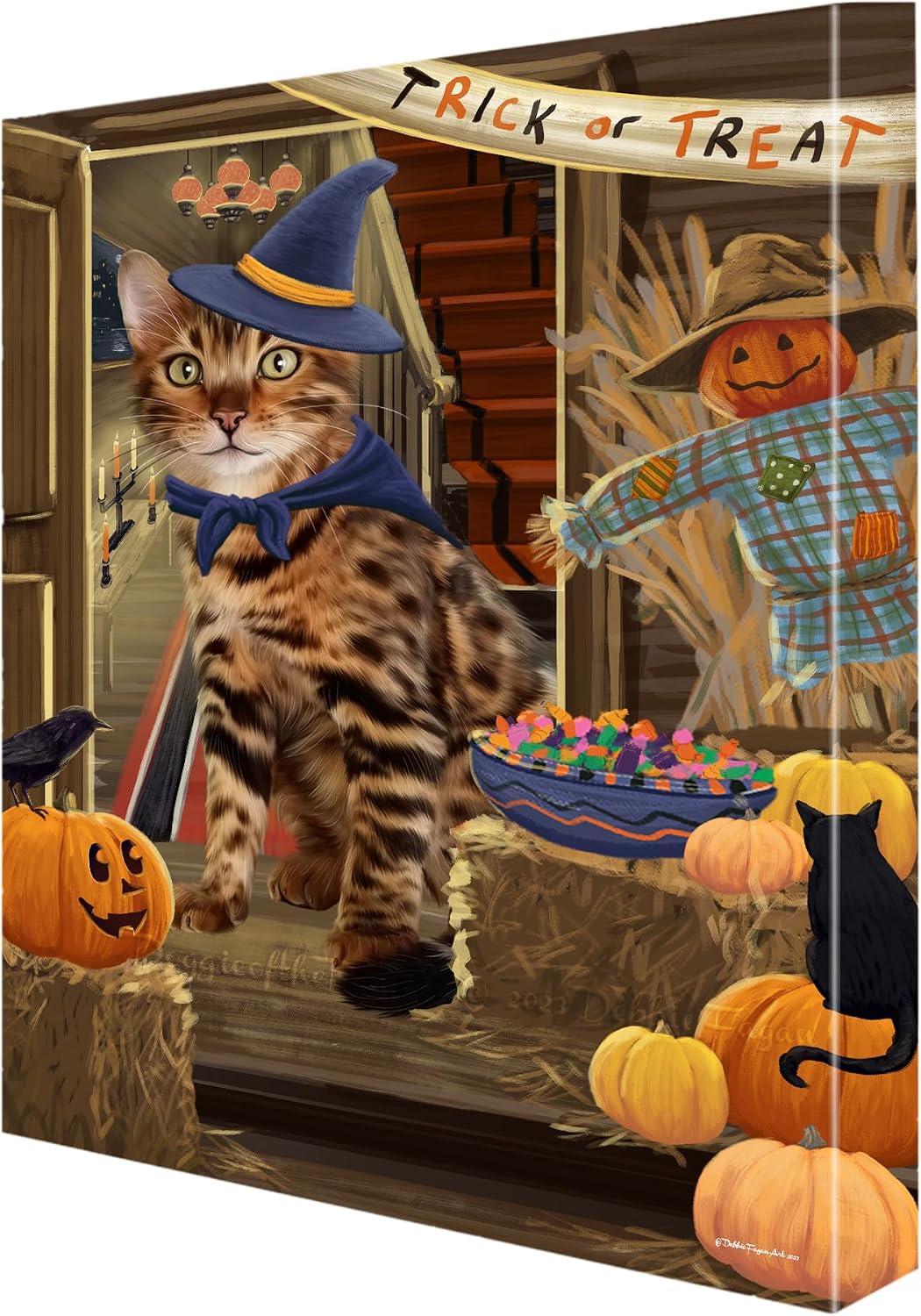 Doggie of the Day Enter at Risk with Bengal Cats Canvas Wall Art - Premium Quality Ready to Hang Room Decor - Flat Rolled 11" x 14"