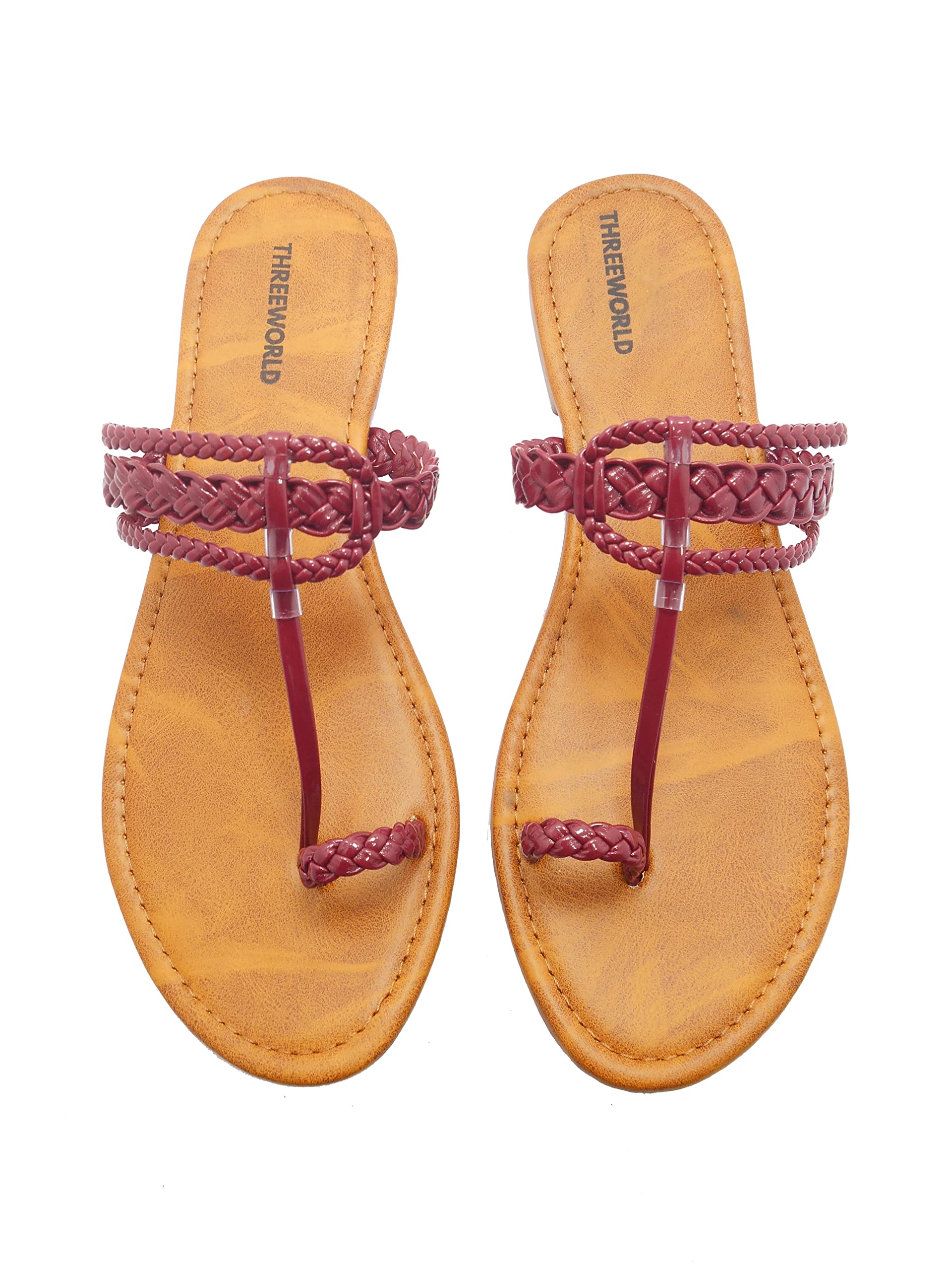 Threeworld Womens Famous Rajasthani Latest Fashion Slipper/Flip-Flops (Maroon, numeric_4) (B0BH1BXY2C) Amazon Price History, Amazon Price Tracker