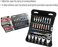Vista 2 de Juego de soportes de puntas de destornillador rojo grande con trinquete reversible de 72 dientes, 23 piezas para llave hexagonal de 1/4 ", estuche