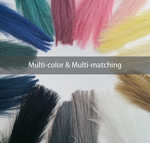 Miniatura 7 de 6 piezas de 17 pulgadas de imitación seca de hierba de pampa, pompas pequeñas artificiales artificiales, negro, gris, gris, pomposo, ramo de flores