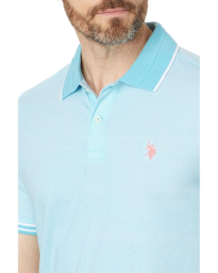 U.S. POLO ASSN. All Over Print Jersey Textured Collar Short Sleeve Polo Shirt - #3 of 4