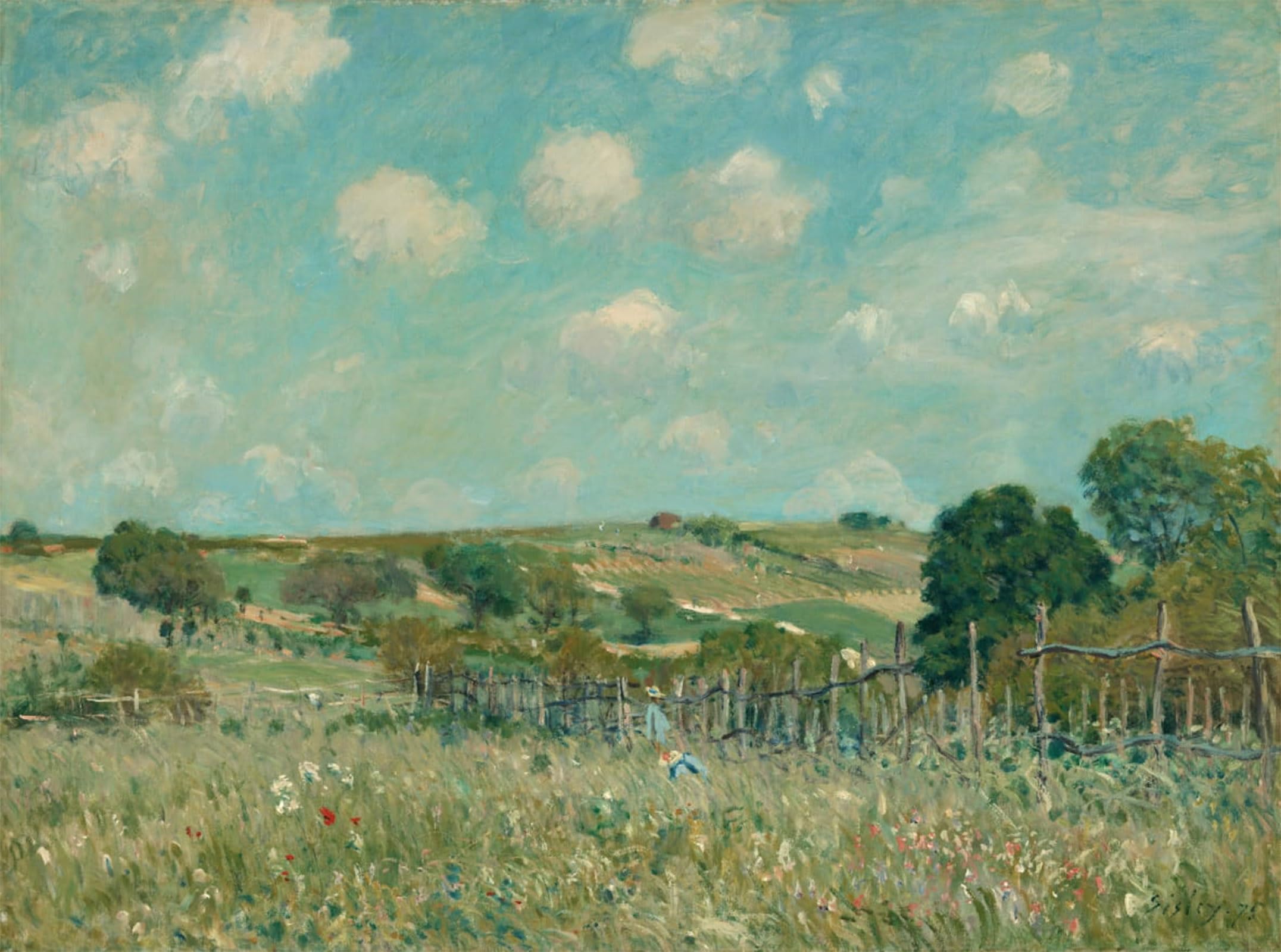 ARTXLXXBN Famous Prints Artwork Pictures Poster Painting Art Meadow by Alfred Sisle Artwork Landscape Pictures for Home Decor 60x90cm