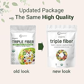 Micro Ingredients Organic Triple Fiber Powder, 2lb | Natural Prebiotic to Support Digestive & Gut Health | Soluble, Easily Digestible | Unflavored, Vegan