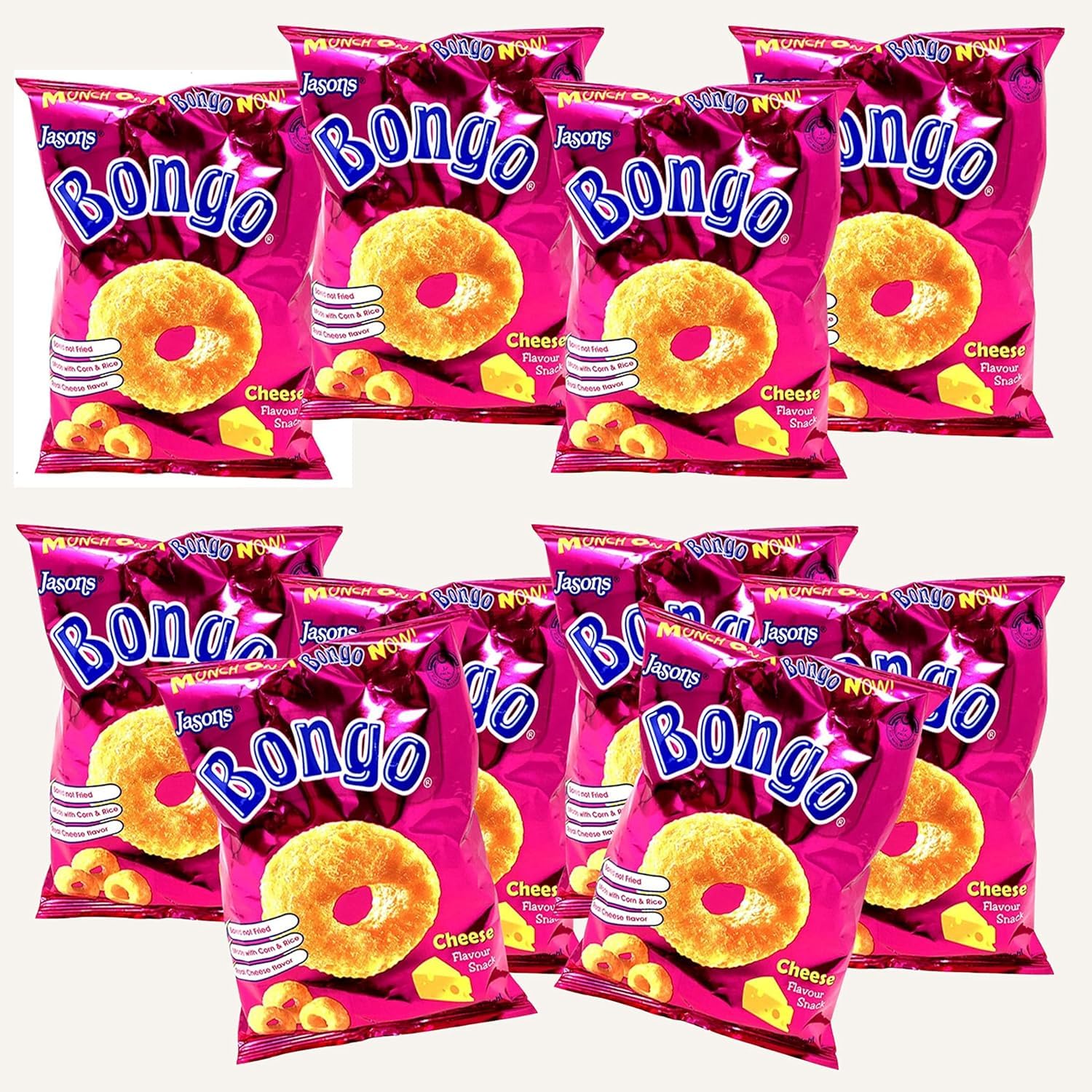 Jasons Bongo Cheese Flavor Snacks (Case Pack Of 48 x 28g Ea) Real Unique Cheese Flavor! Value - Box - Buy