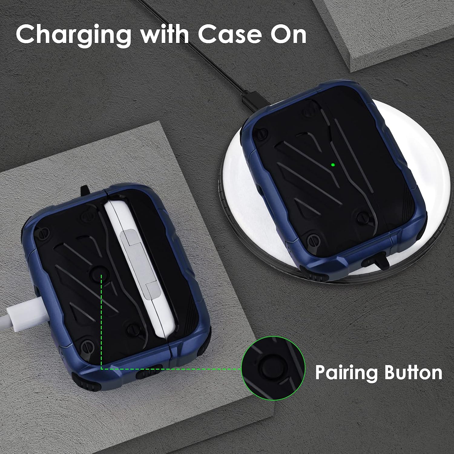 CAGOS for Airpods Pro 2nd Generation Case/Airpod Pro Case, Cool Protective Hard TPU Cover Compatible with Apple Airpod Pro 2 2022 Case and iPod Pro Case 2019 for Men Women, Blue
