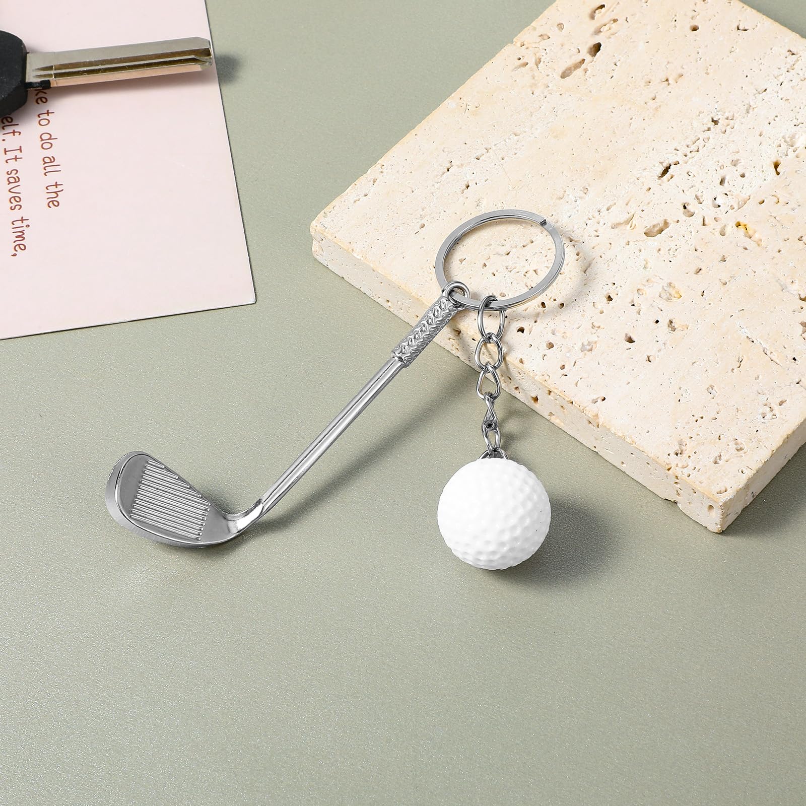 Llavero de golf, llavero de carrito de golf, llaveros de clubes, mini aleación de zinc, clubes, raquetas, decoraciones, regalo para papá, deportista, regalos de cumpleaños