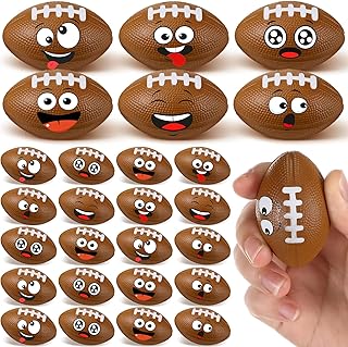 24 Pcs Mini Face Football Stress Balls for Boys Girls Fidget Toys Bulk Foam Football for Stress and Anxiety Relief Balls for Party Favors Birthday Gift Decoration
