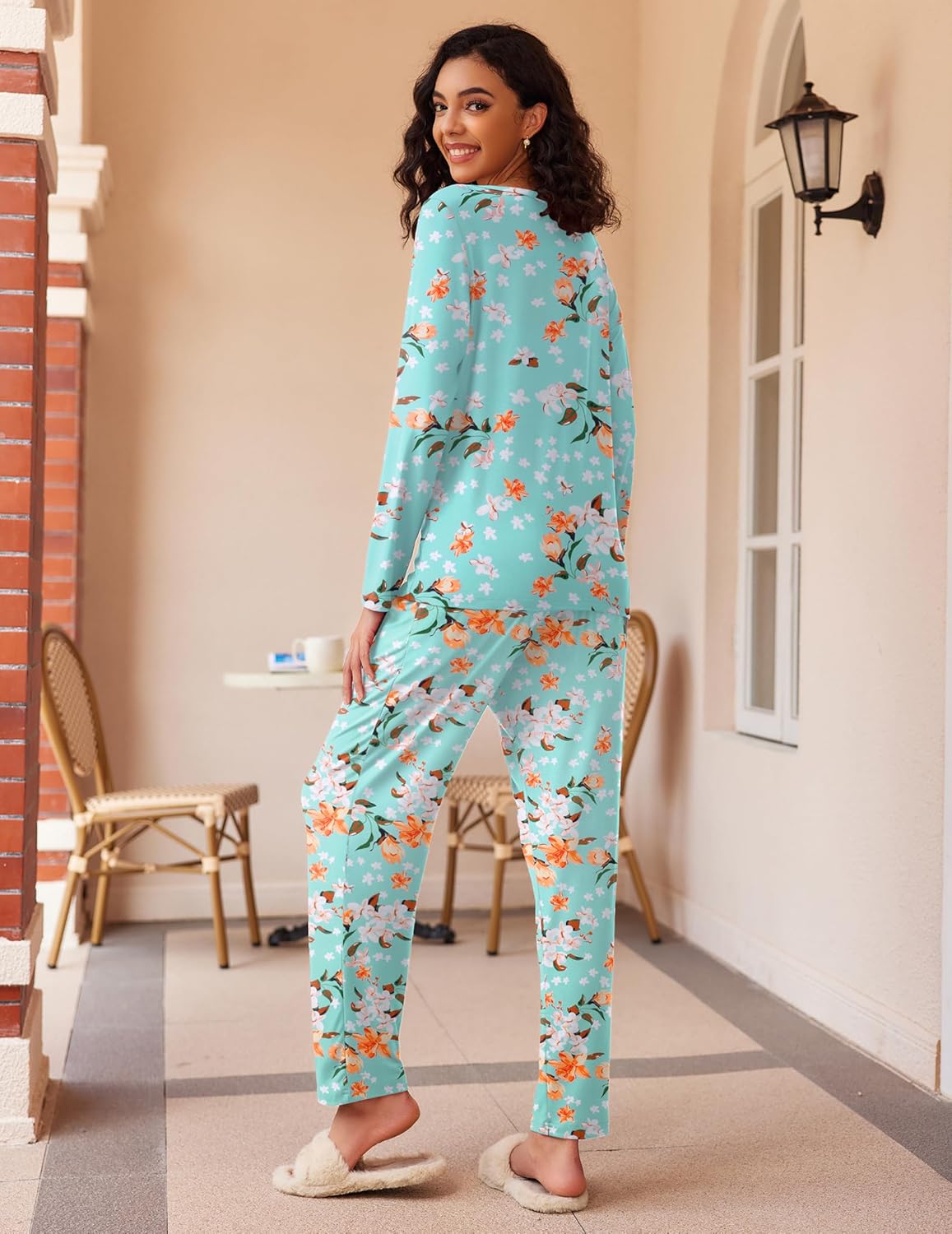 Ekouaer 2 Pack Womens Pajama Sets Long Sleeve Pjs Lounge Set Soft Comfy Sleepwear Winter Loungewear - Image 2