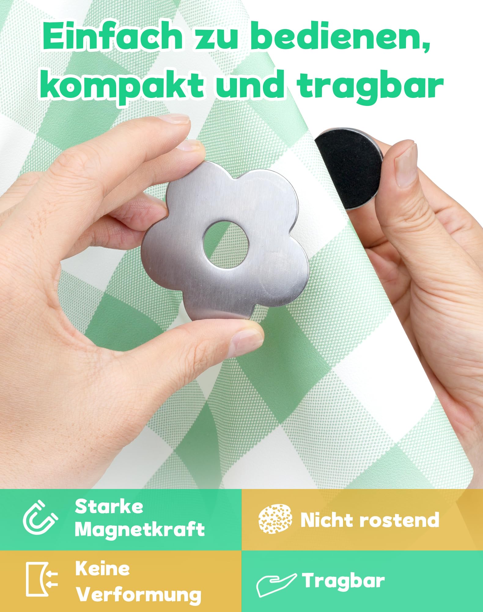 8 Stück 56g Tischdeckenbeschwerer für Draußen Extra Schwer Tischdeckengewichte Tischtuchbeschwerer Magnete für Tischdecken Edelstahl Tischdecke Gewichte Tischtuchklammer (Blumen)