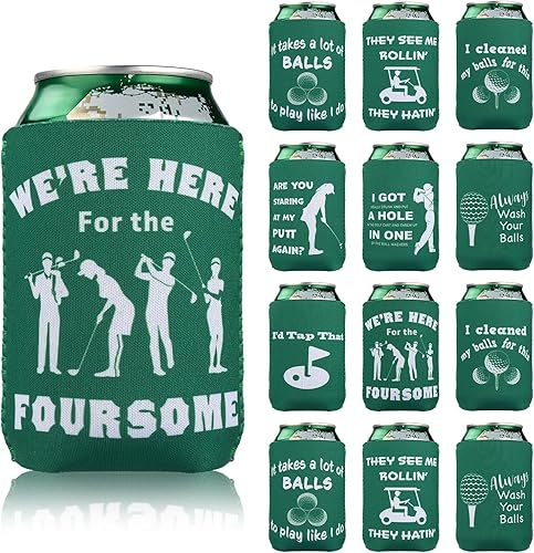 Enfriador de latas de cerveza de golf, paquete de 12 fundas para latas de despedida de soltero, de neopreno, para bebidas, suministros de