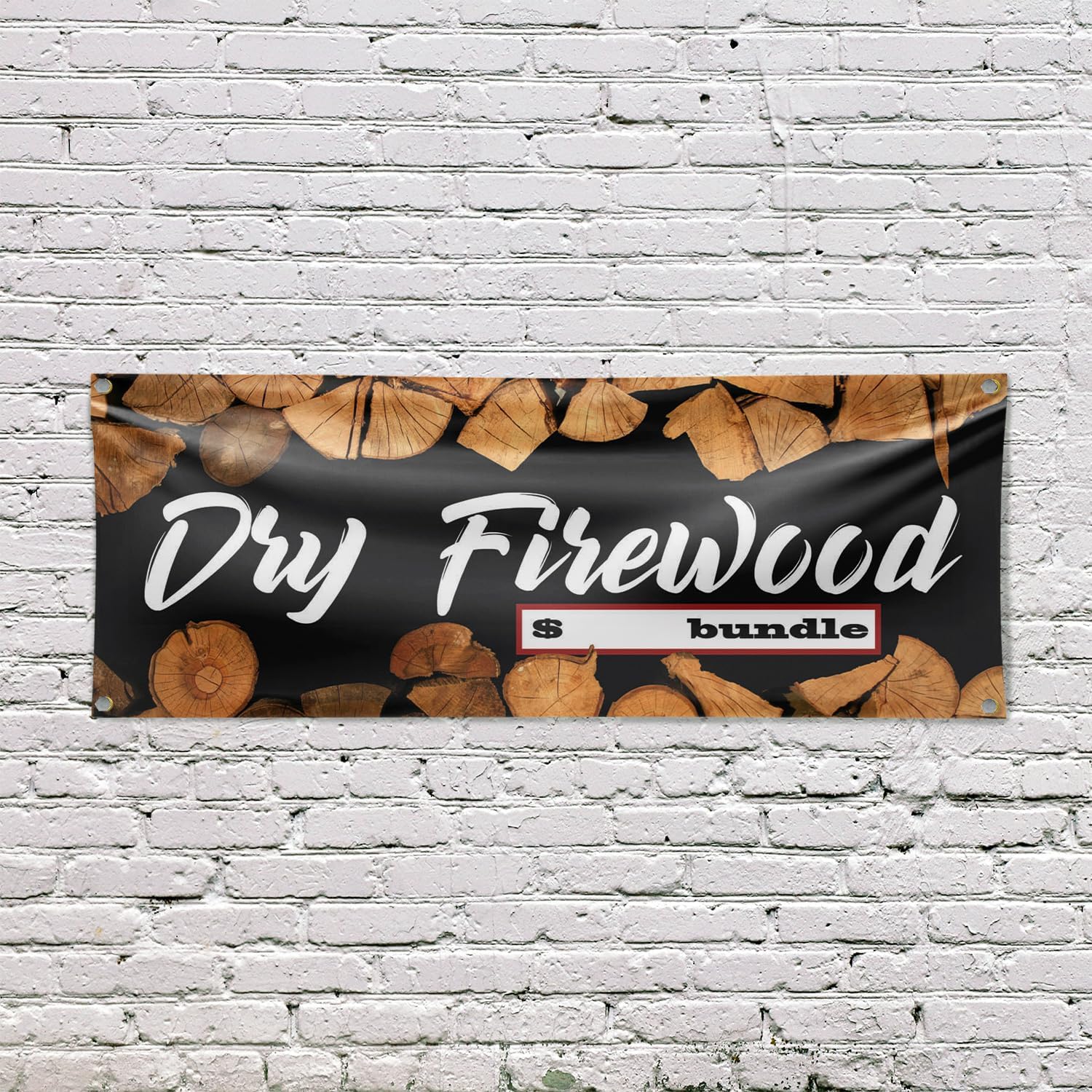 Dry Firewood Banner Sign 18 Inch x 48 Inch | 13 oz Vinyl with Metal Grommets | Heavy-Duty Single-Sided Outdoor Durable Printed High-Quality Weatherproof | Made in the USA