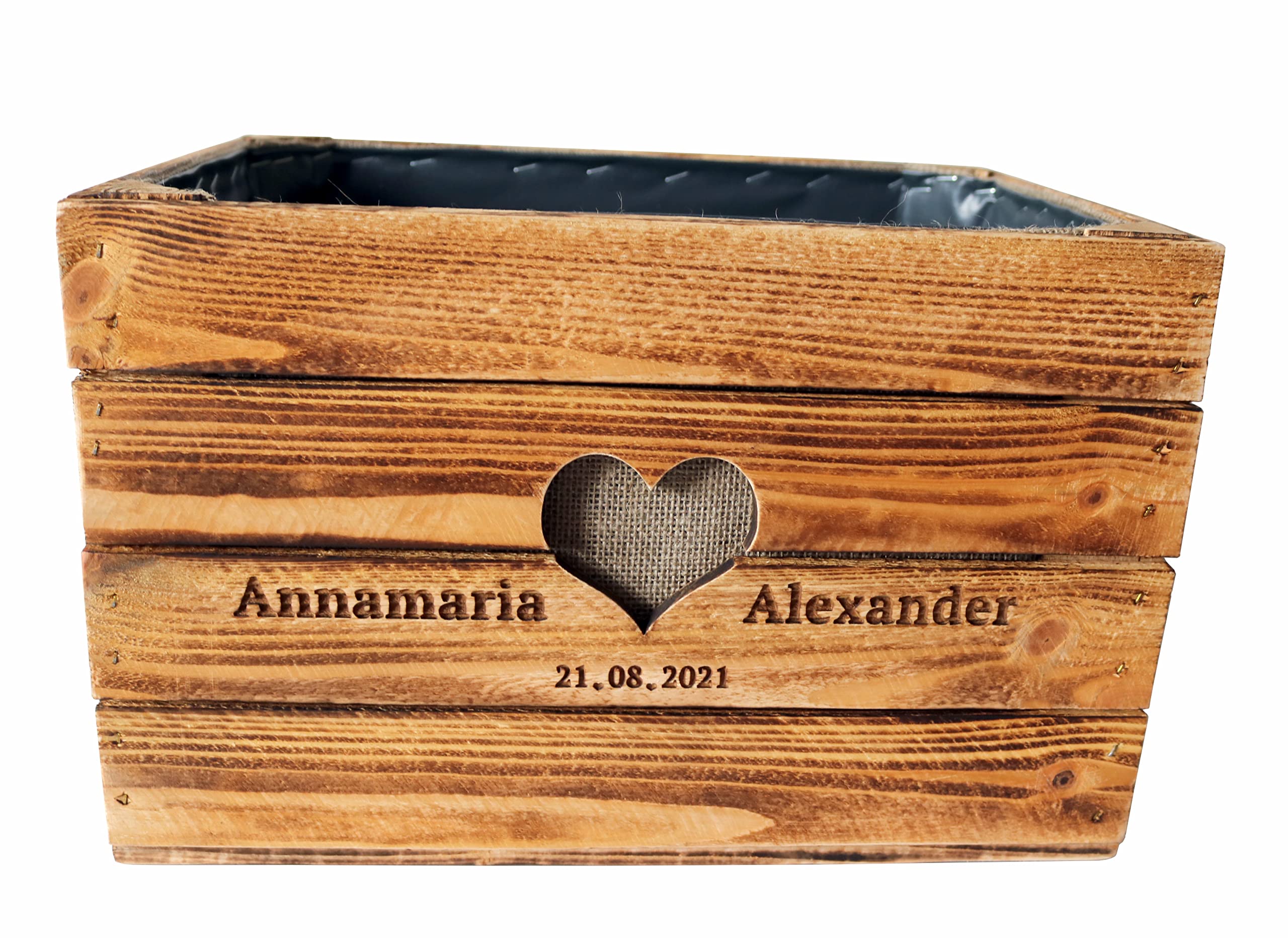 Rustikale GESCHENKEKISTE HOCHBEET Hochzeit Weinkiste Vintage Hochzeitsgeschenk aus Holz PERSONALISIERT Hölzerne Jahrestag BoHo Geldgeschenk