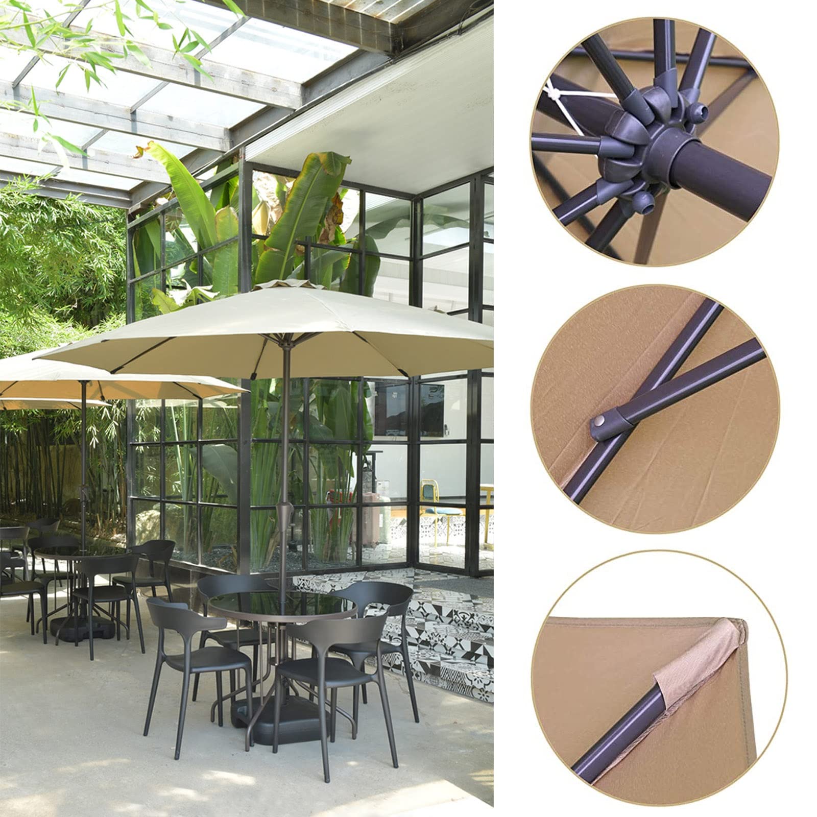 Parasol na targ z korbą, parasol chroniący przed słońcem 10 m, na patio, balkon, podwórko i taras