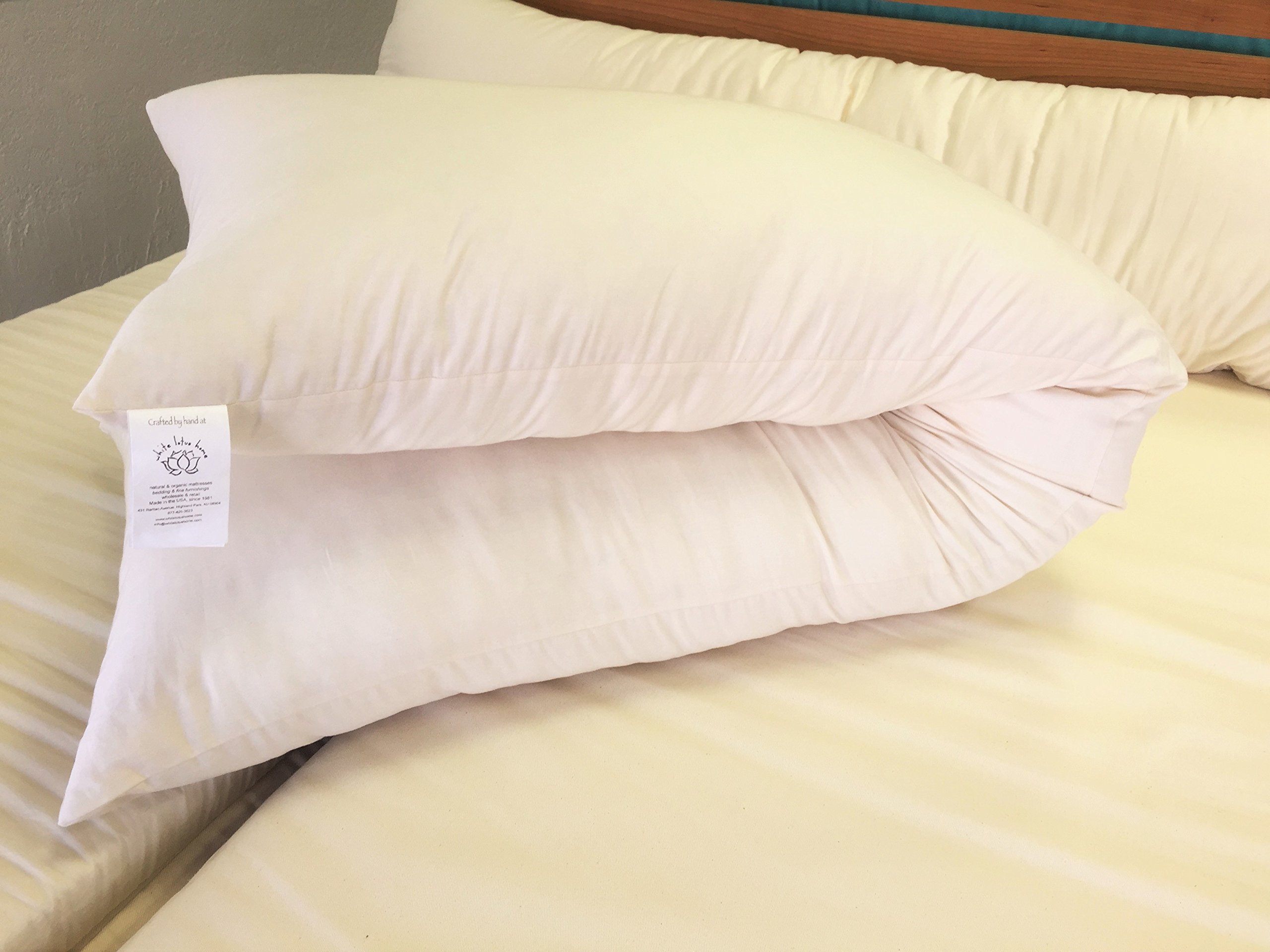 White Lotus Home 100 Organic Cotton Sleep Pillow with Organic Sateen Outer Case 20x72 - Body Pillow