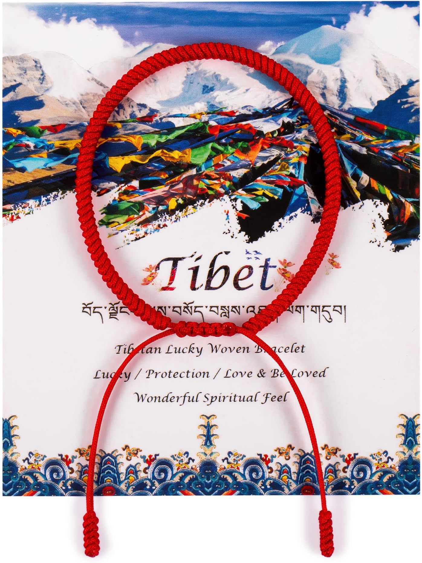 Tibetan Lucky Red String Woven Bracelet for Protection Men Women Good Luck Red Thread Bracelet Handmade Knots Red Black Cord Rope Bracelet Adjustable