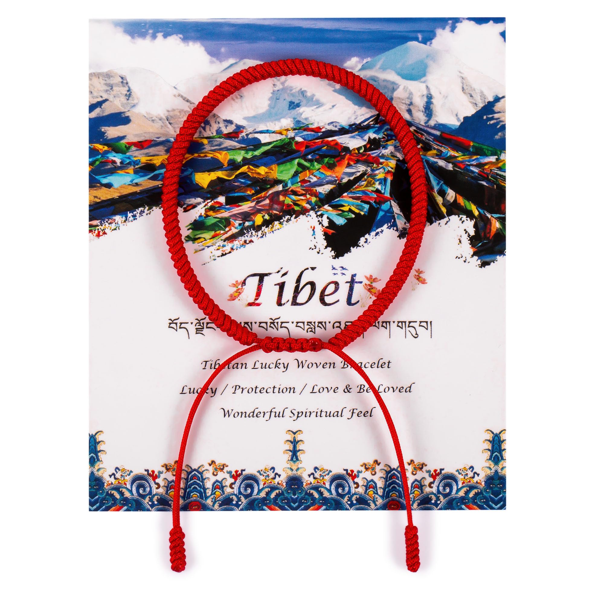 Tibetan Lucky Red String Woven Bracelet for Protection Men Women Good Luck Red Thread Bracelet Handmade Knots Red Black Cord Rope Bracelet Adjustable