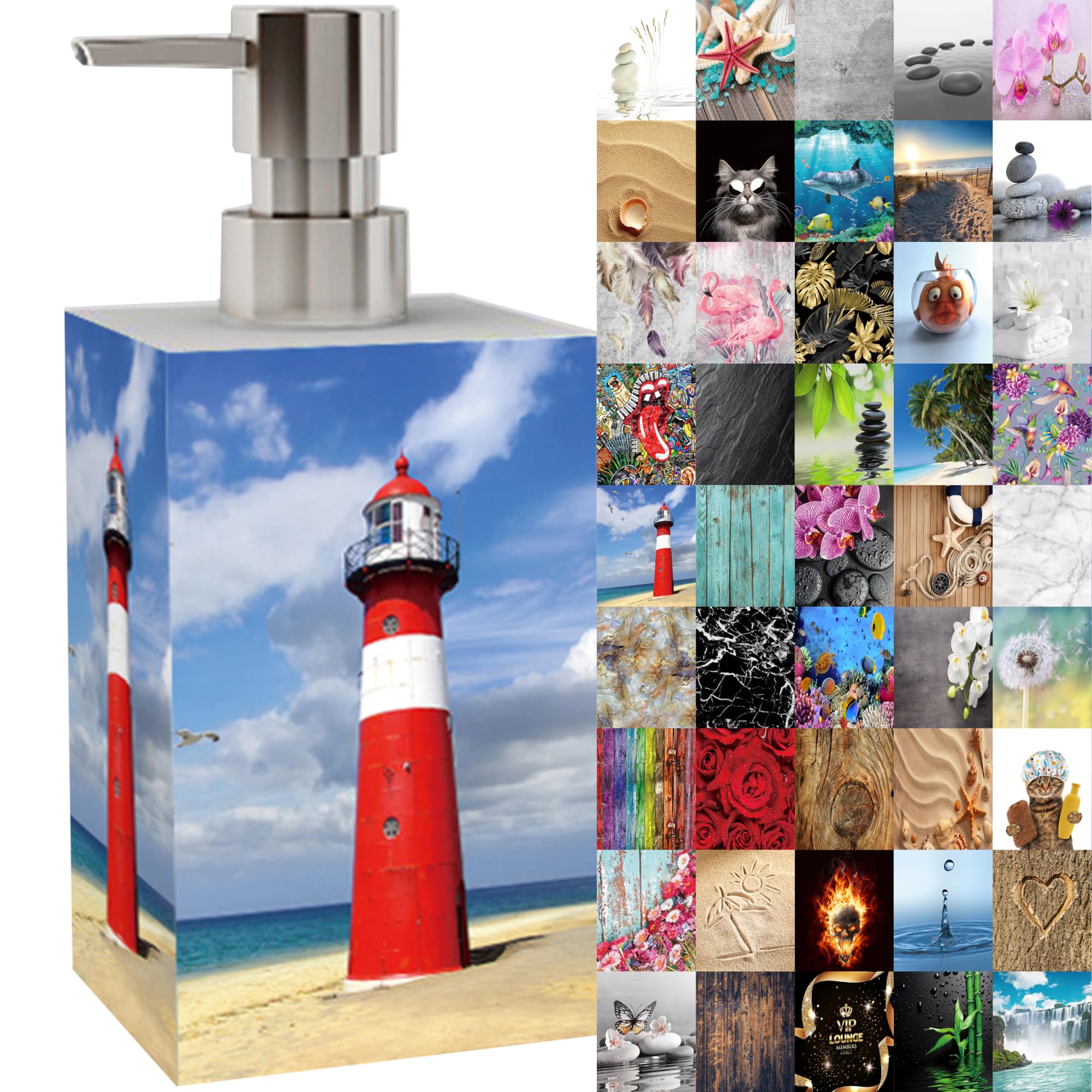 Sanilo Premium Soap Dispenser, Wide Choice of Beautiful Lotion Dispenser, Easy to Refill, Nice eyecatcher (Lighthouse)