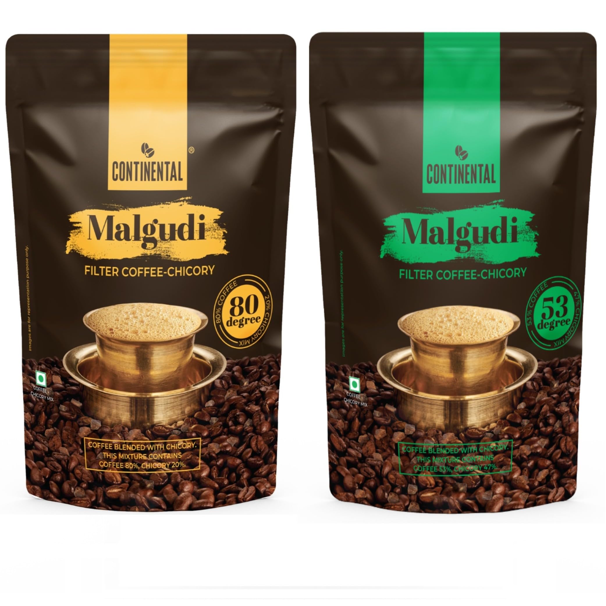 Continental Malgudi Filter Coffee 500gm Pouch Combo | (53% Coffee - 47% Chicory) + (80% Coffee - 20% Chicory) | Traditional South Indian | Freshly Roasted Ground Coffee | 500gm*2-1KG-picture-16