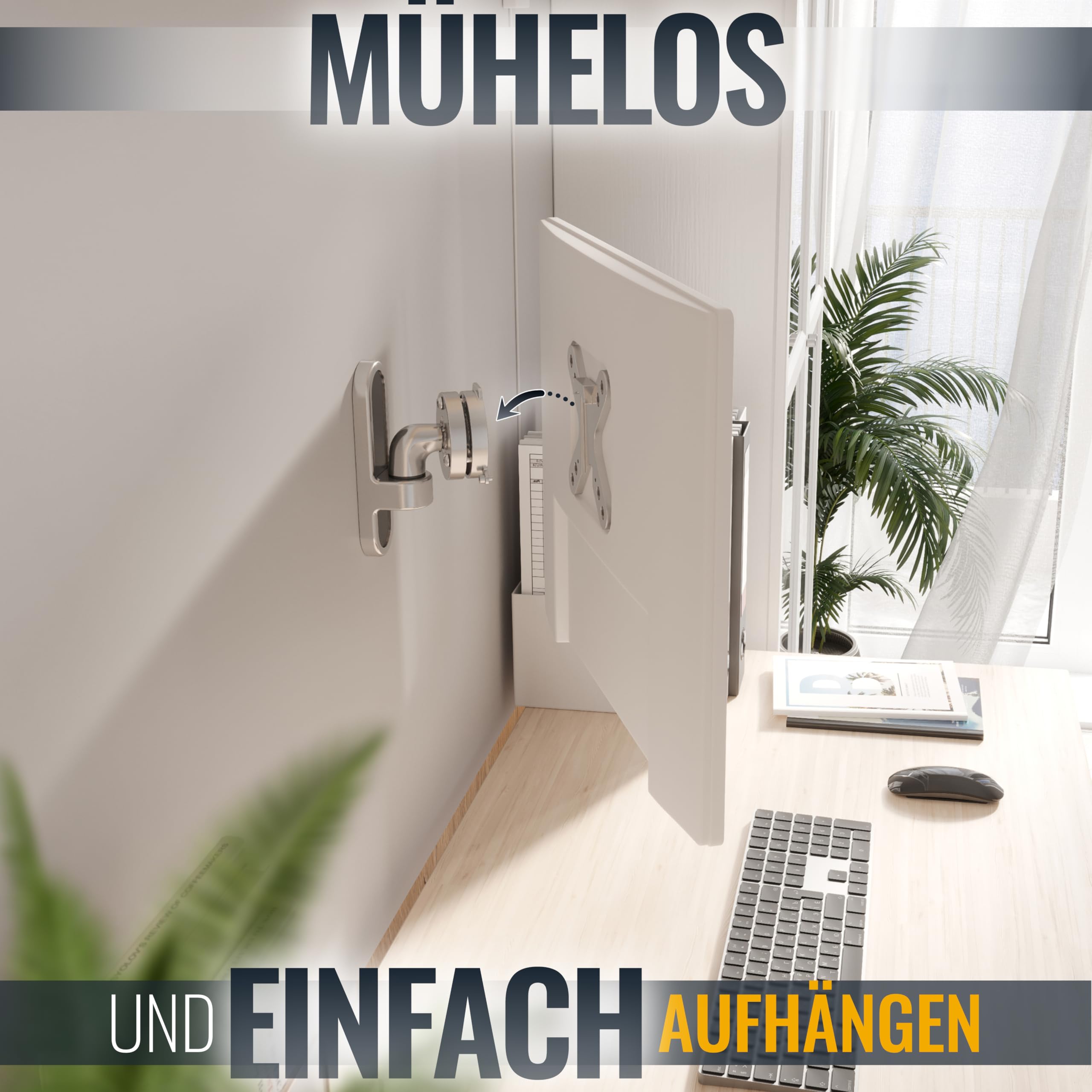 RICOO Uchwyt ścienny do monitora PC, z atestem TÜV, wychylny, uniwersalny, do ekranów 13-19-24-27-32 cali, uchwyt ścienny S1911, uchwyt na monitor, uchwyt na ekran, VESA 75 x 75, 100 x 100 mm