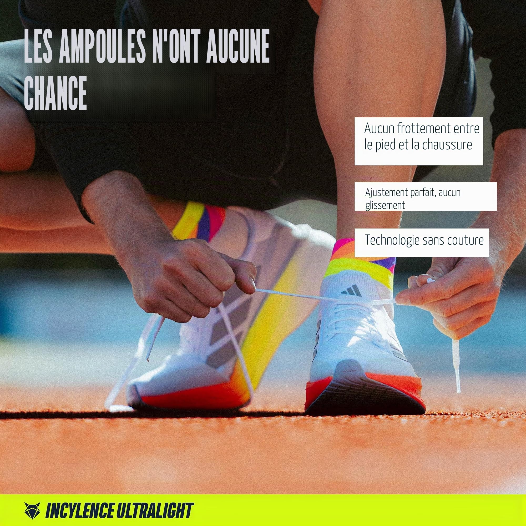INCYLENCE - Chaussettes de sport Stages Short- pour le running - hautes/légères/respirantes - protection contre les ampoules
