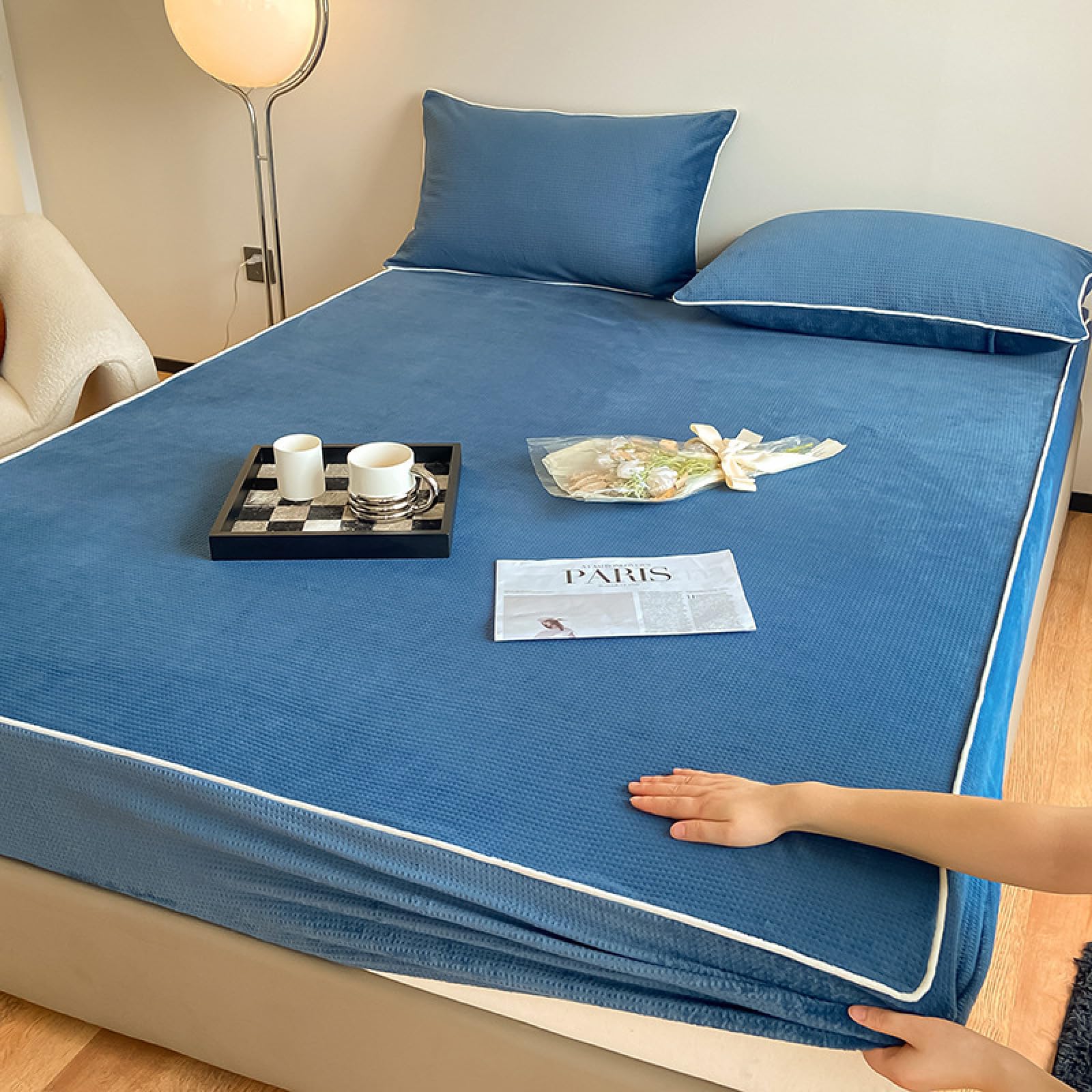 FCLDESHOP Confortable et Respirant Housse Matelas,Draps de literie Confortables en Velours Cristal,taie d'oreiller de Protection de Matelas à Poche Profonde et Chaude, Violet, 150 * 200 cm (3 pièces)